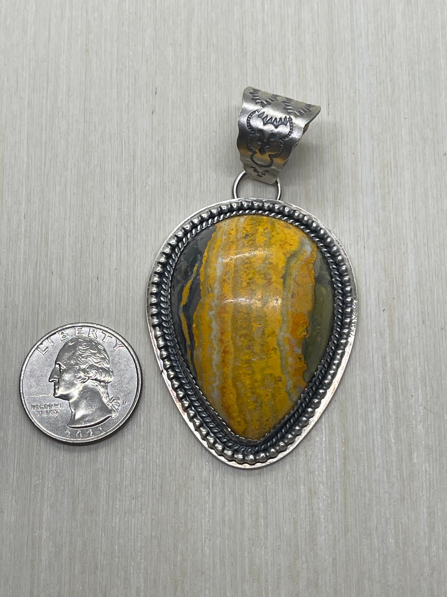 11.2mm Bail Bumblebee Jasper Pendant by Kevin Begay, Navajo