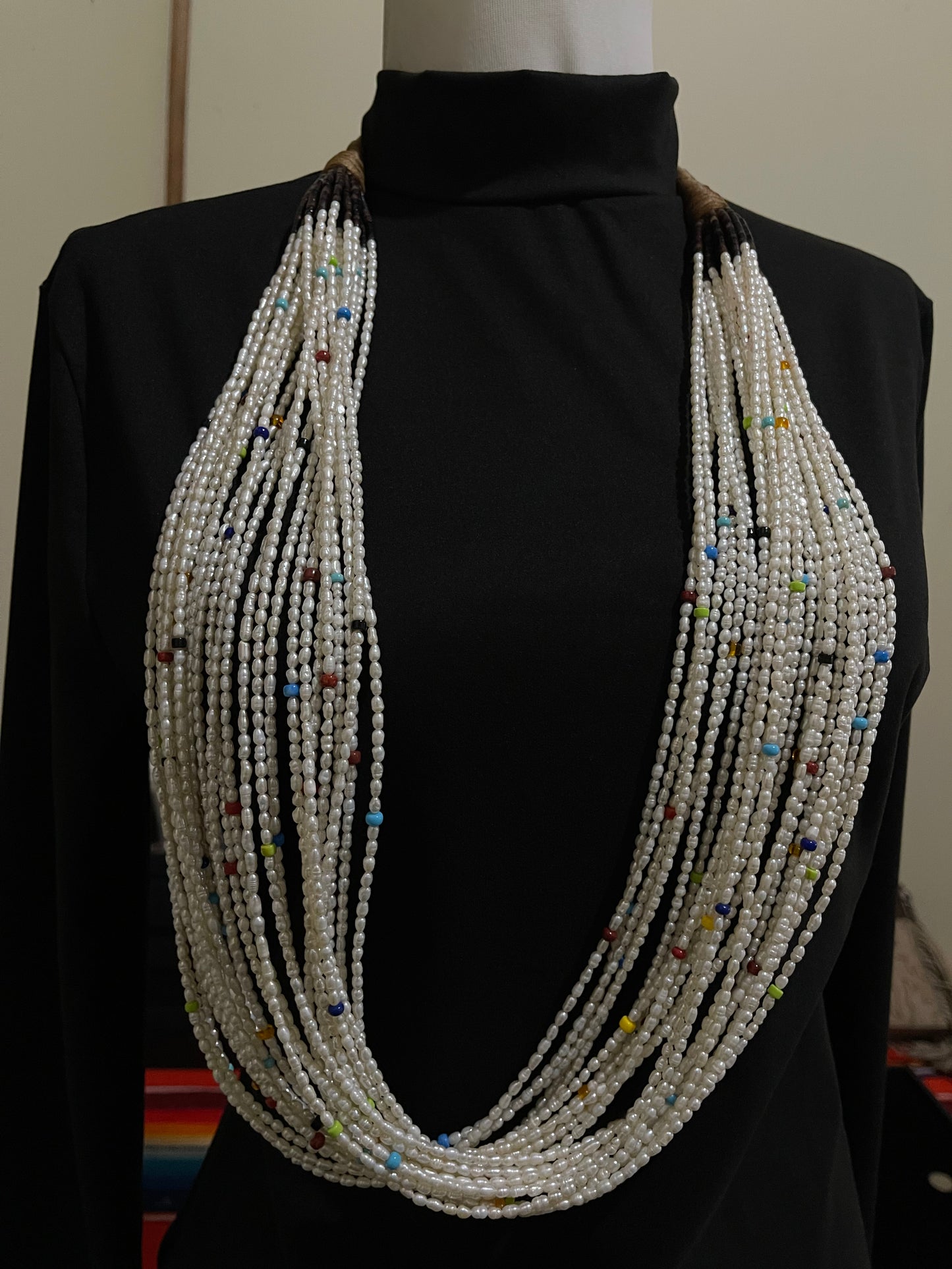 40" 25 Strand Fresh Water Pearls Necklace by Jolene Bird, Santo Domingo