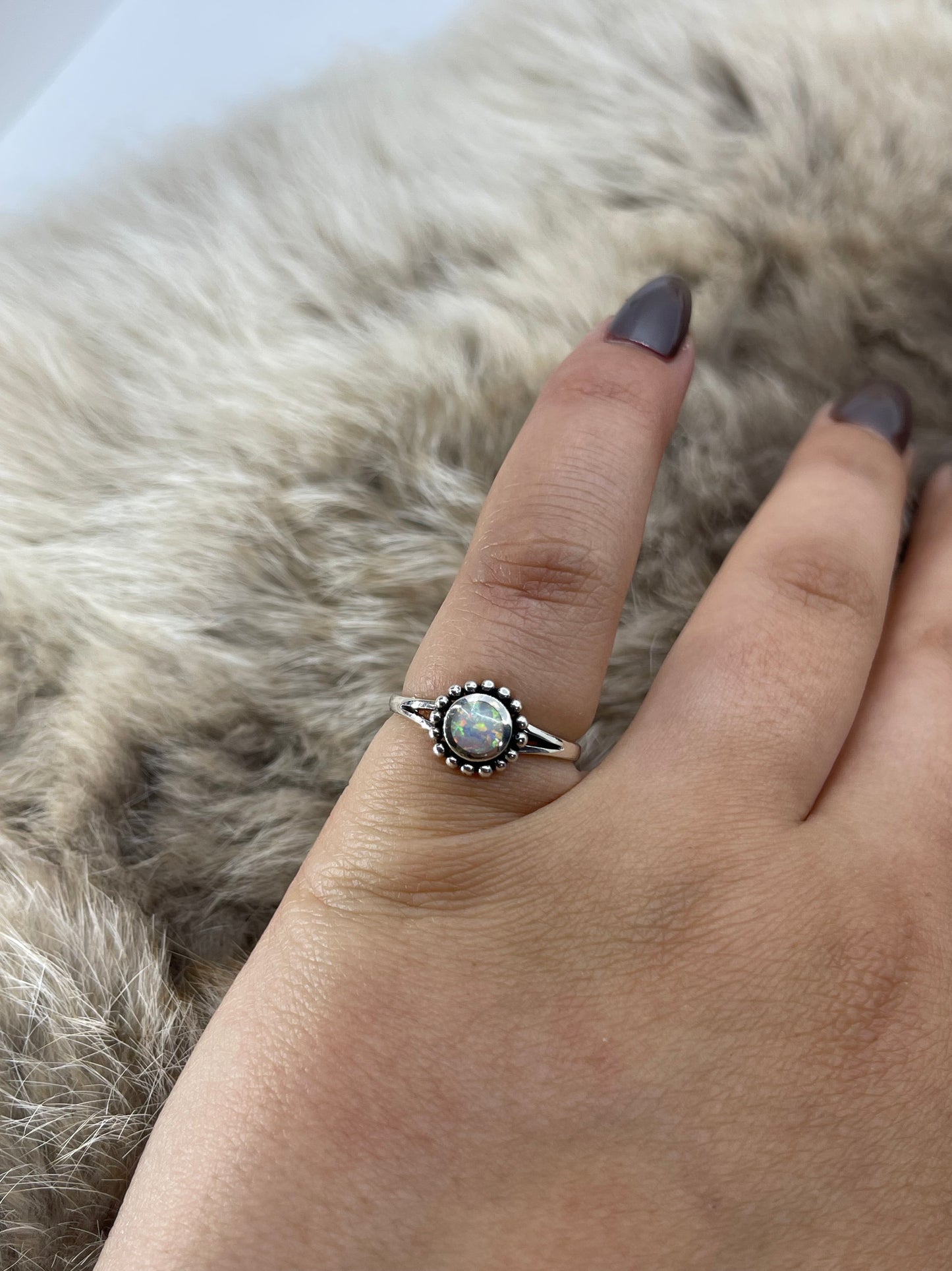 10.0 Dainty White Opal Ring
