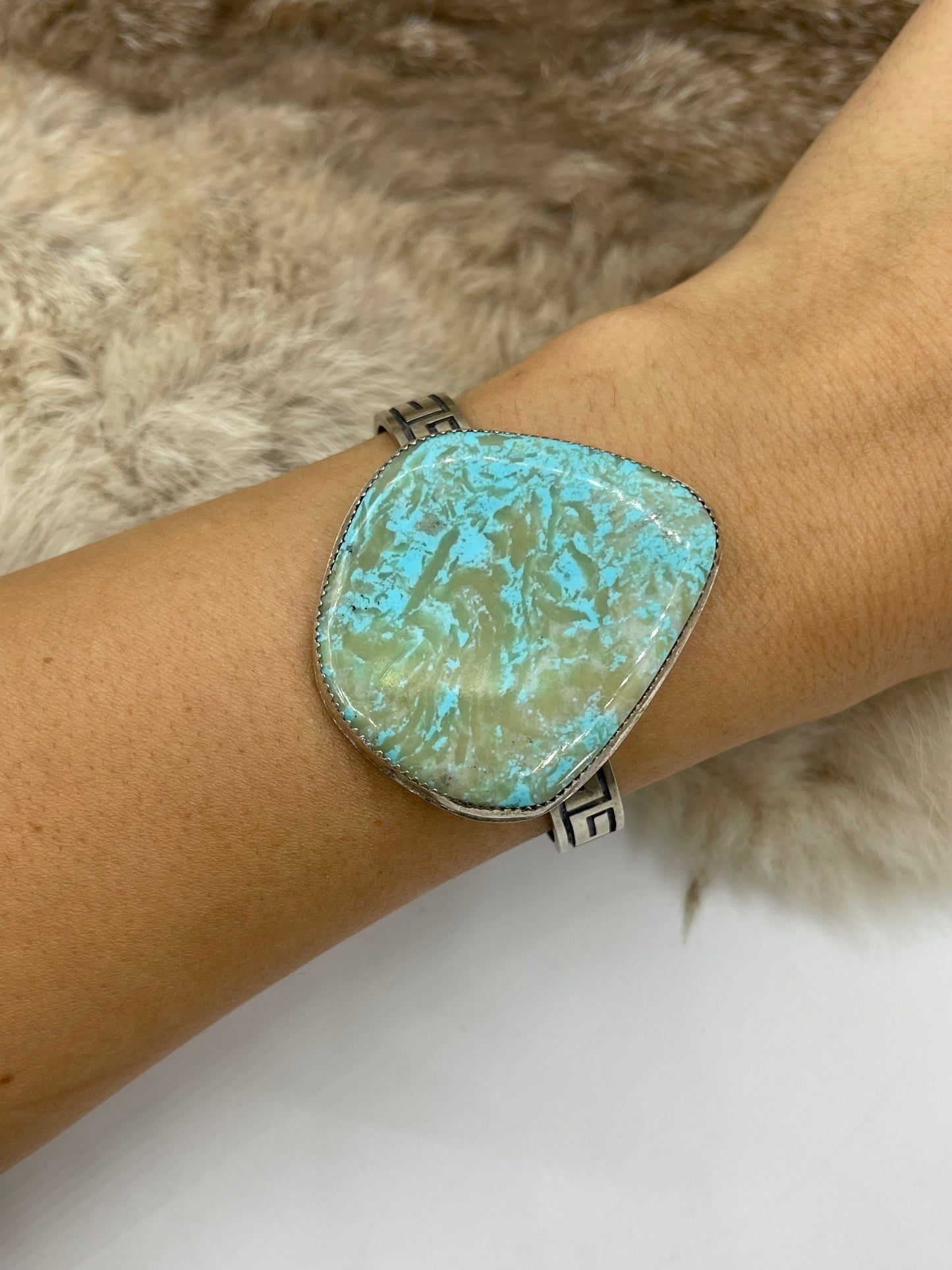 #8 Turquoise Cuff by Carrie Cannon, Kiowa