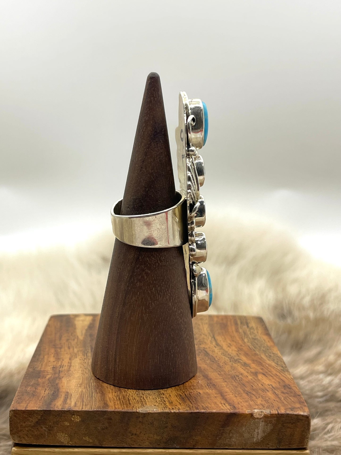 7.0 Blue Topaz and Turquoise Ring