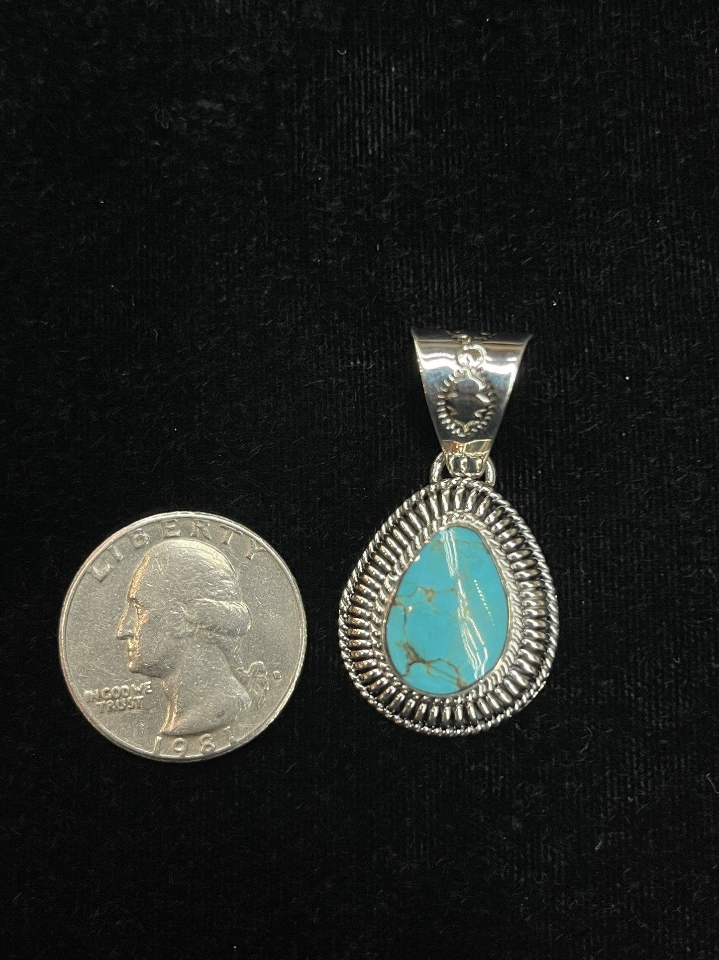 7.3mm Bale Turquoise Pendant by Phyllis A. Smith, Navajo
