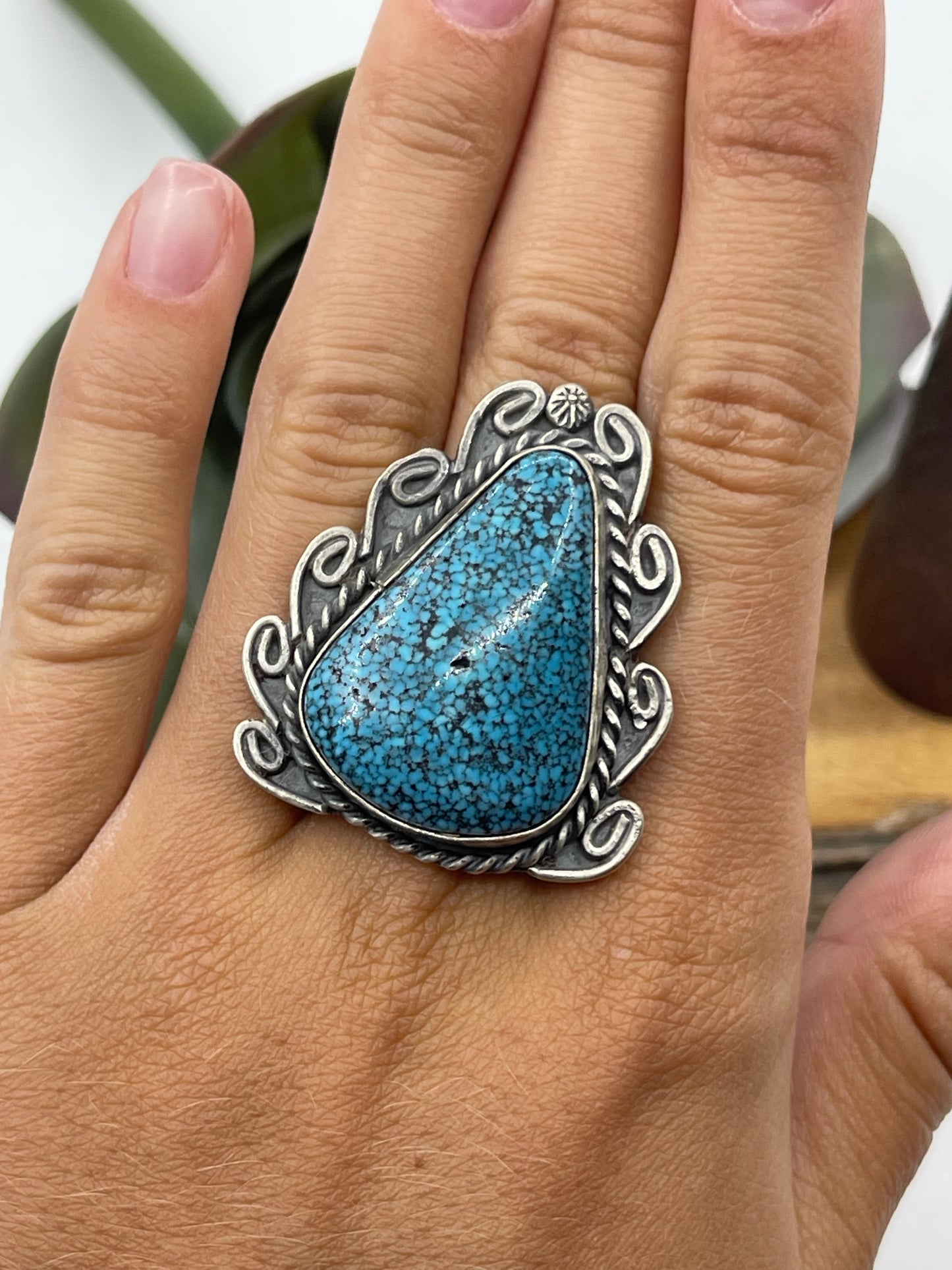7.0 High Grade Kingman Turquoise Triangle Ring