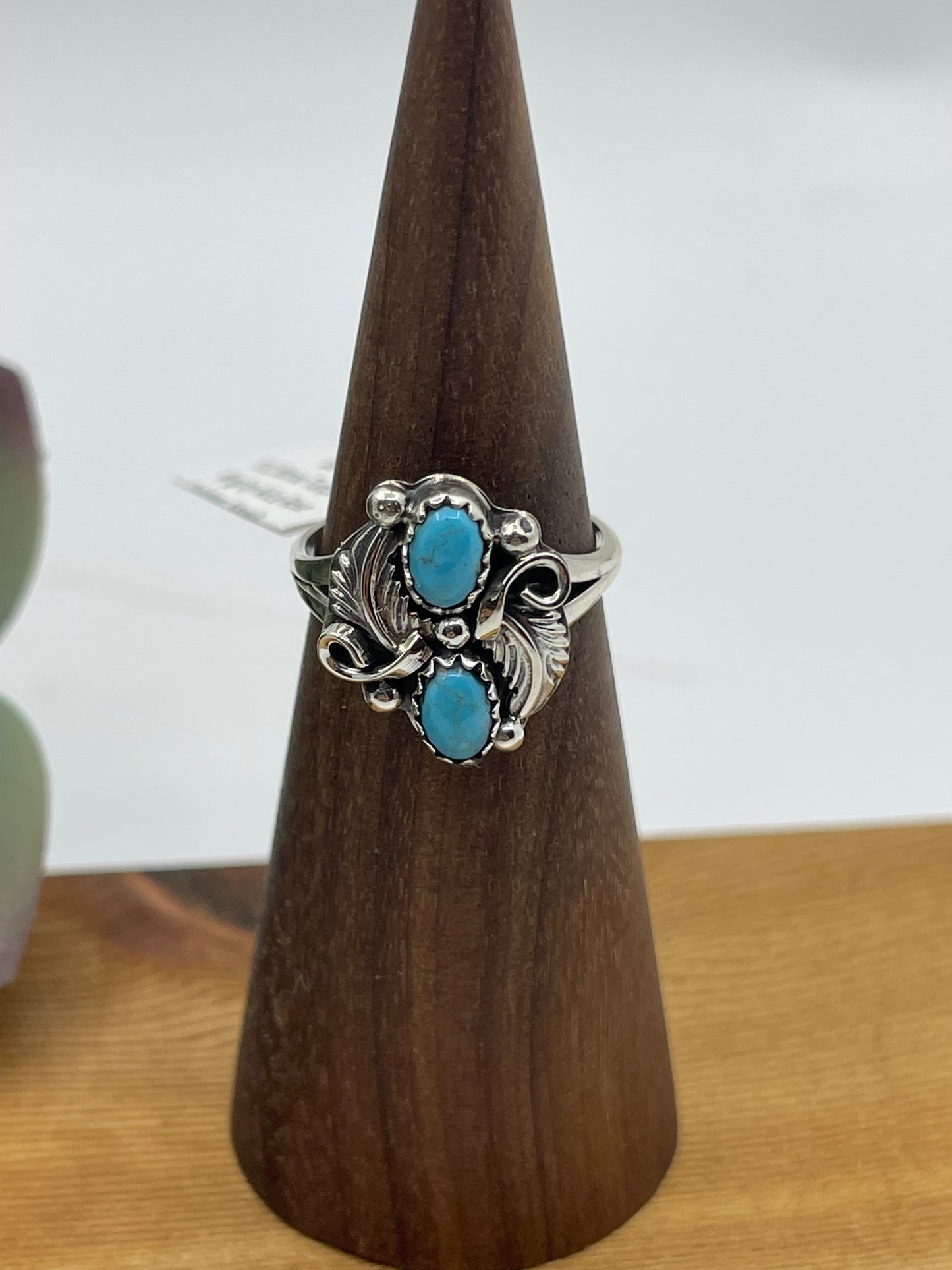 7.0 2 Stone Turquoise Ring by Alice Rose Sanders, Navajo