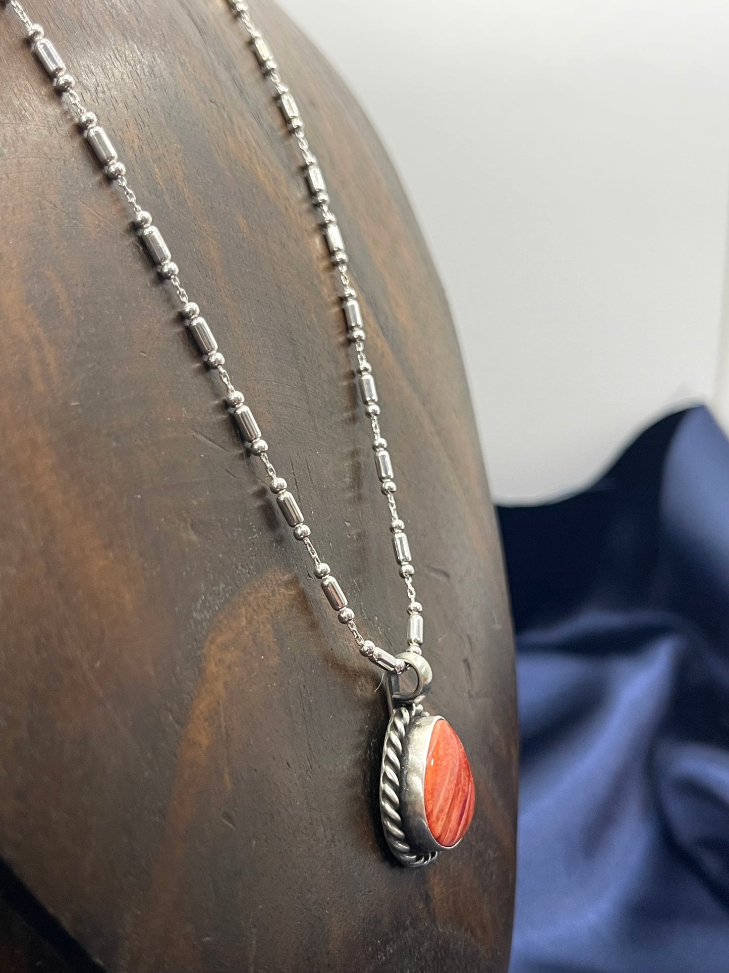 18" Red Spiny Oyster Shell Necklace