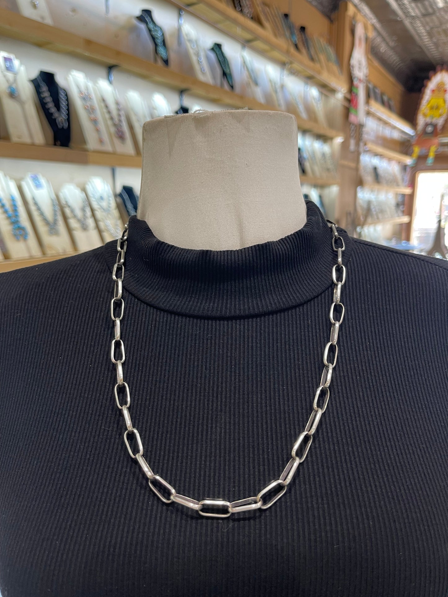 24" Handmade Paperclip Chain by Kevin Shorty, Navajo 7.1mm Wide