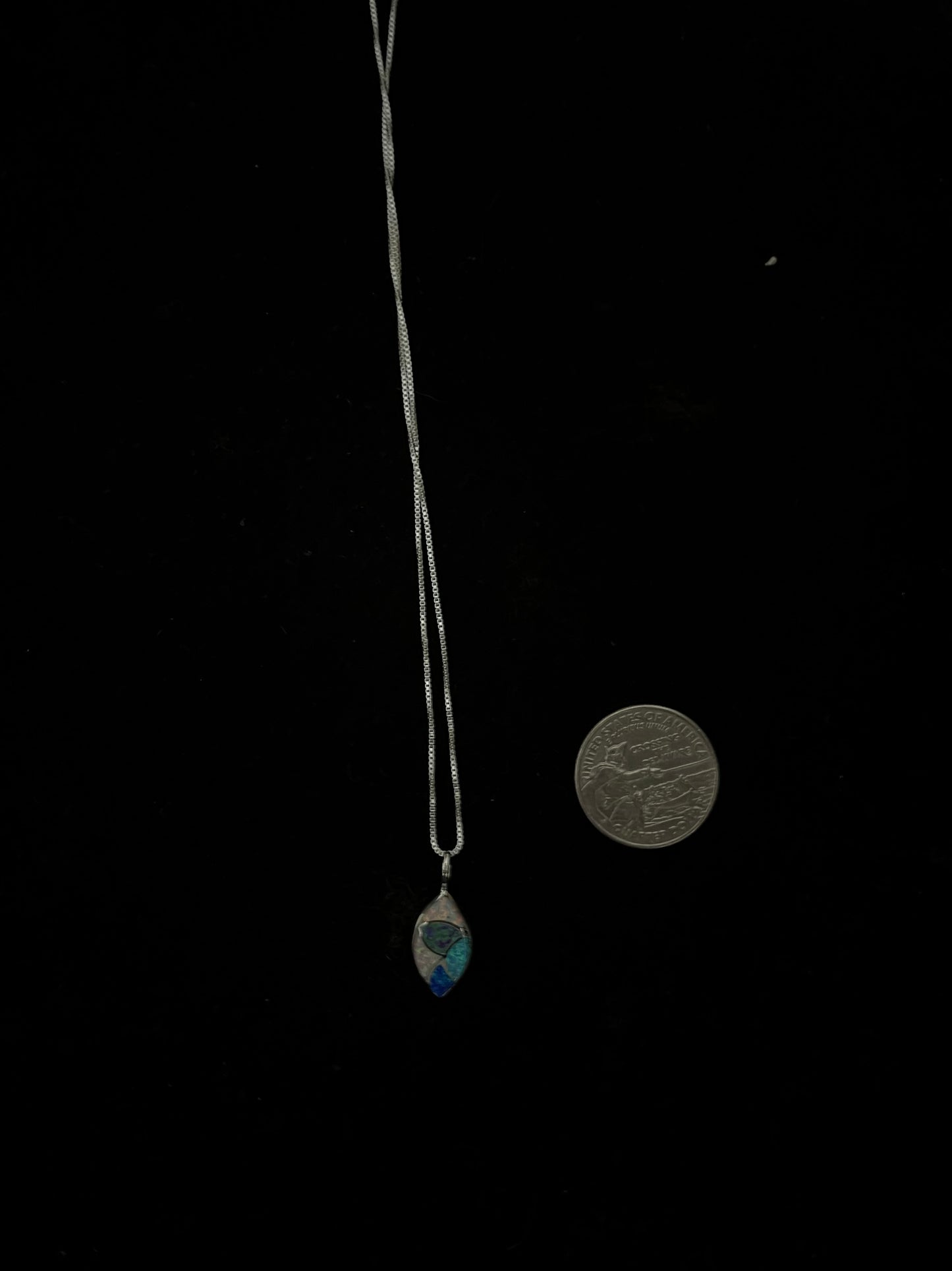 15" Opal Fish Scale Inlay Necklace by Delorna Lahi, Zuni