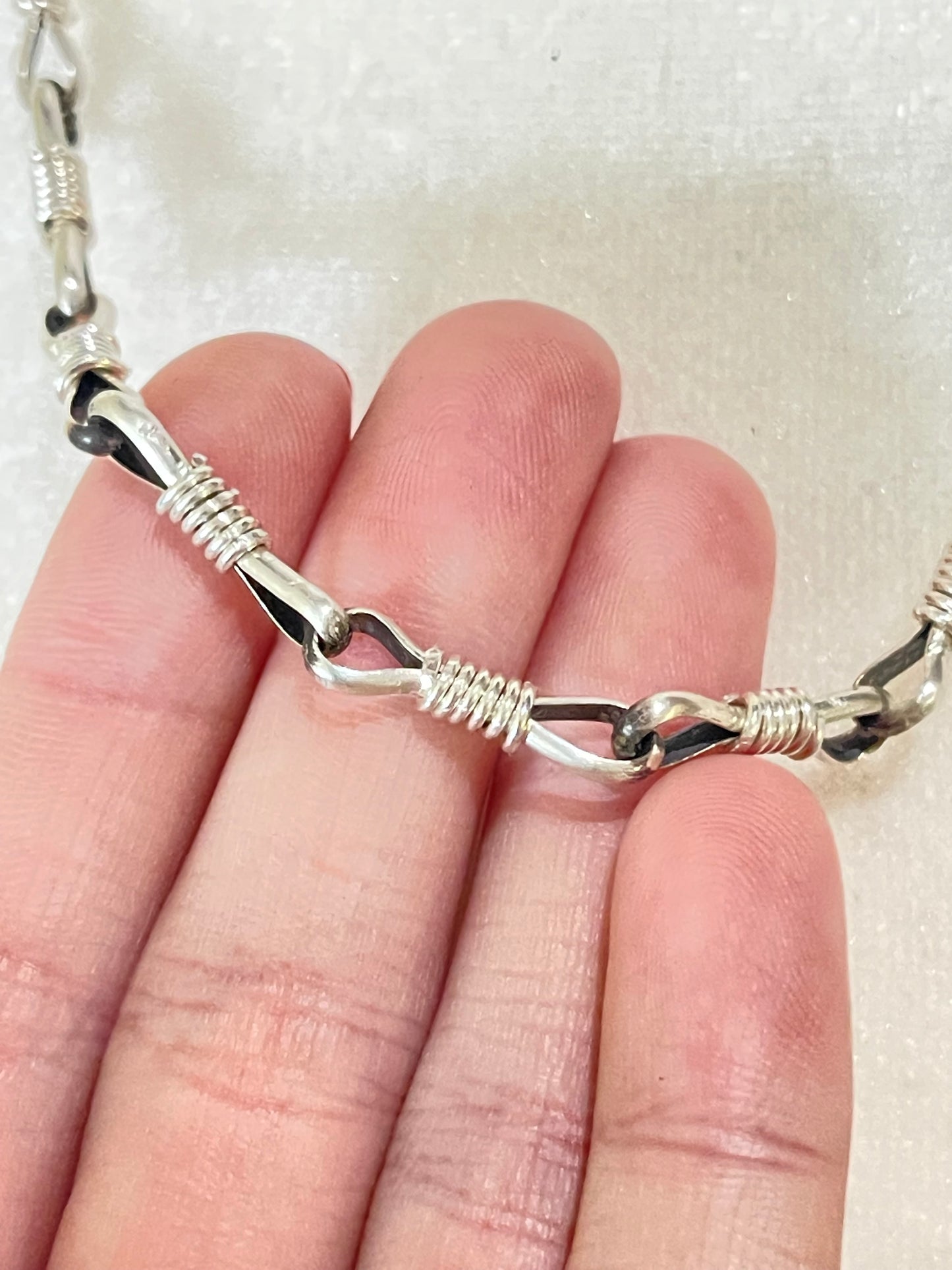 24" Handmade Silver Chain by Kevin Shorty, Navajo
