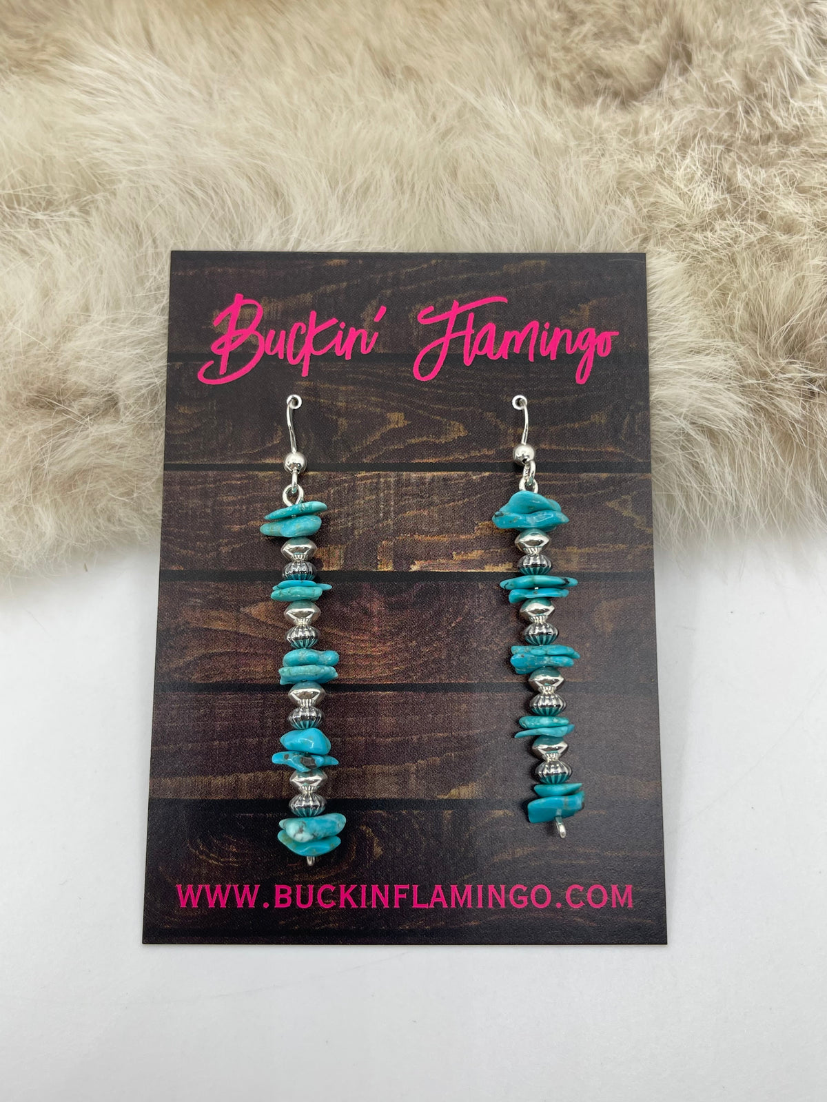 Turquoise & Silver Bead Earrings by Marion Nez, Navajo