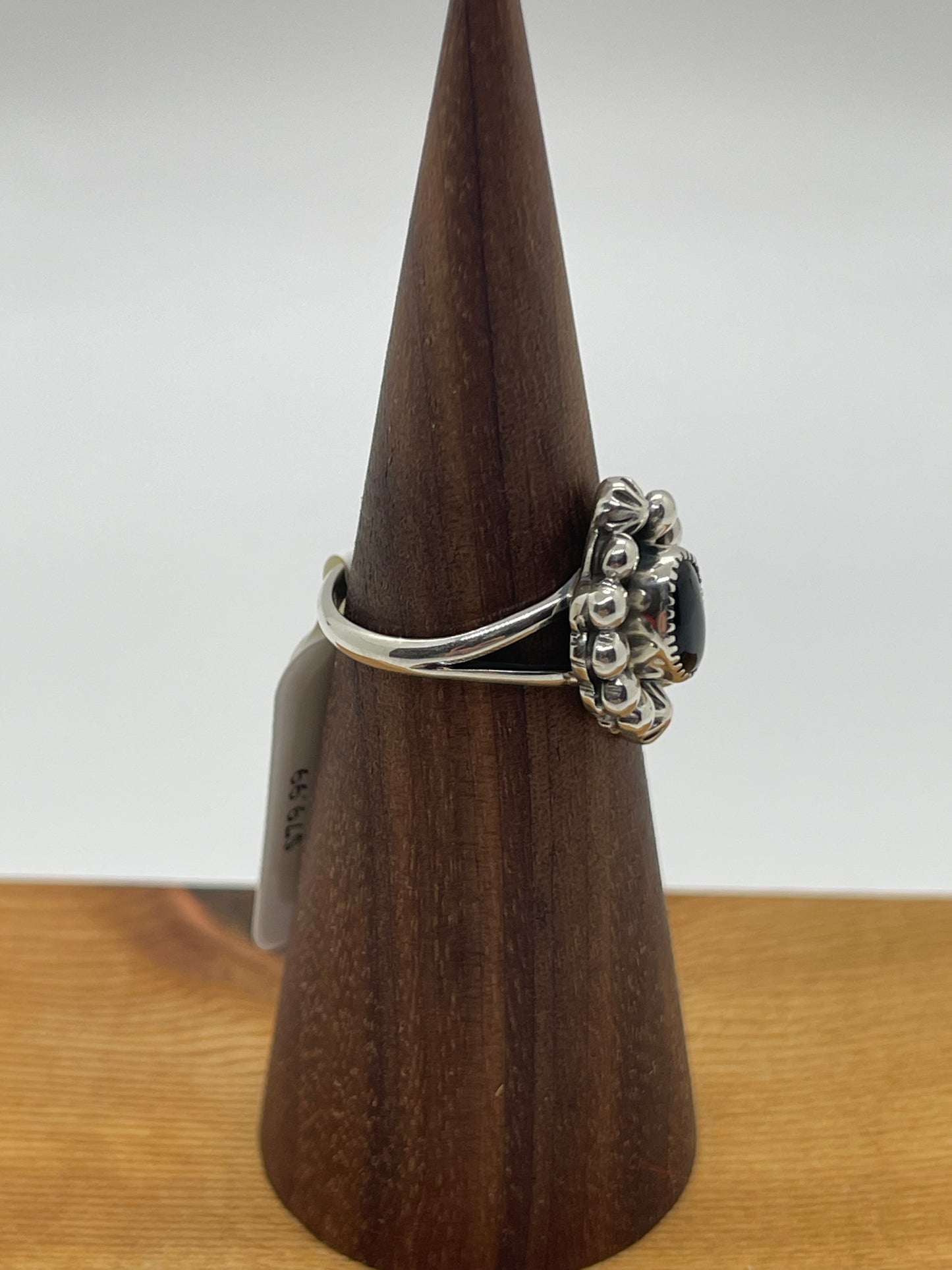 5.0 Black Onyx Stardrop Oval Ring by Mike Smith, Navajo