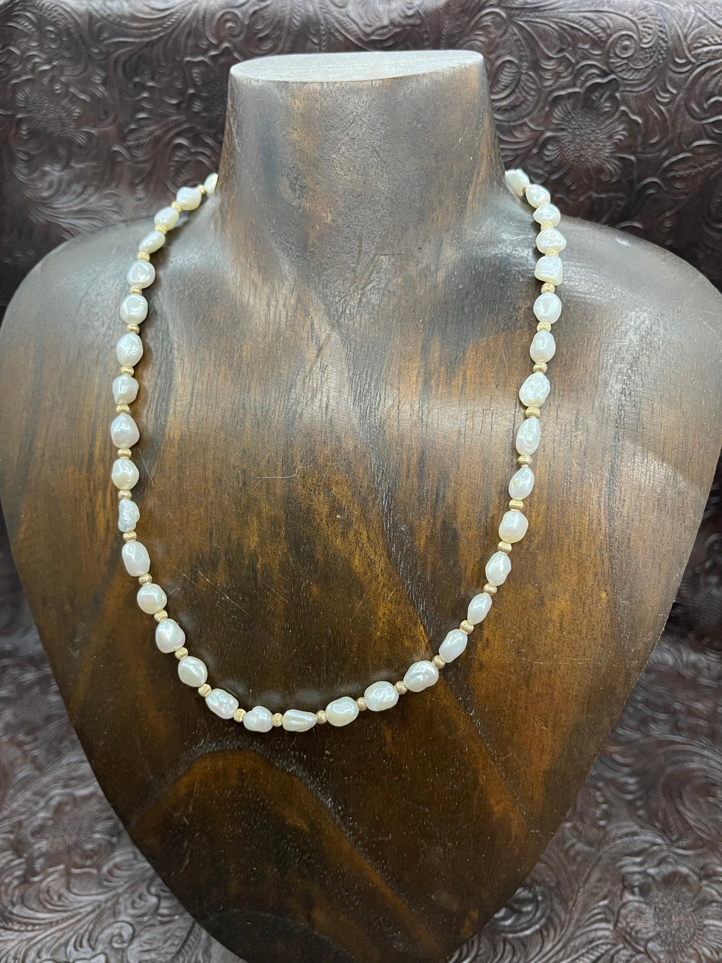 16''+2'' Extender Fresh Water Pearl With 14k Gold Filled Bead Necklace