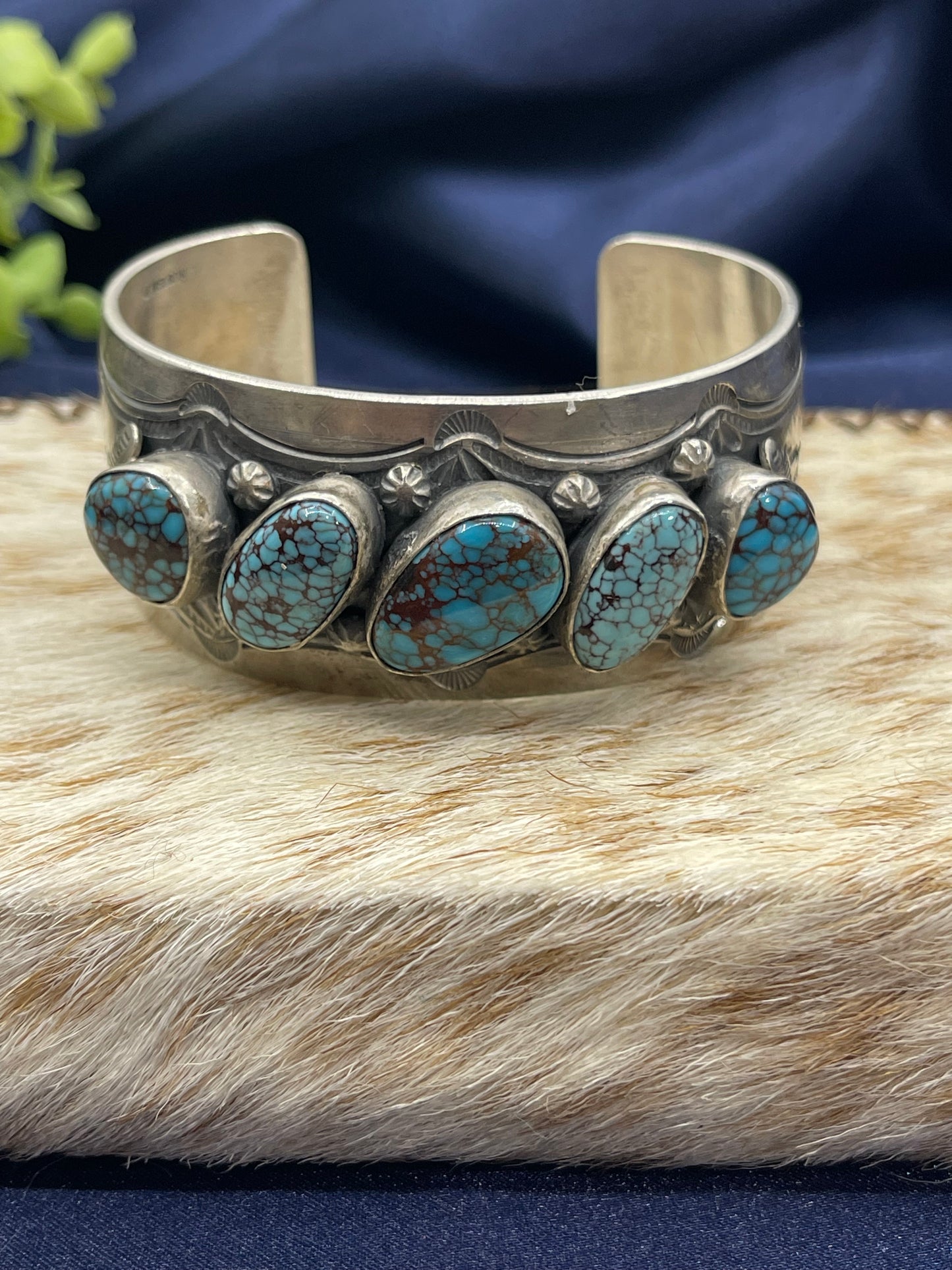 7" 5 Stone Egyptian Turquoise Cuff