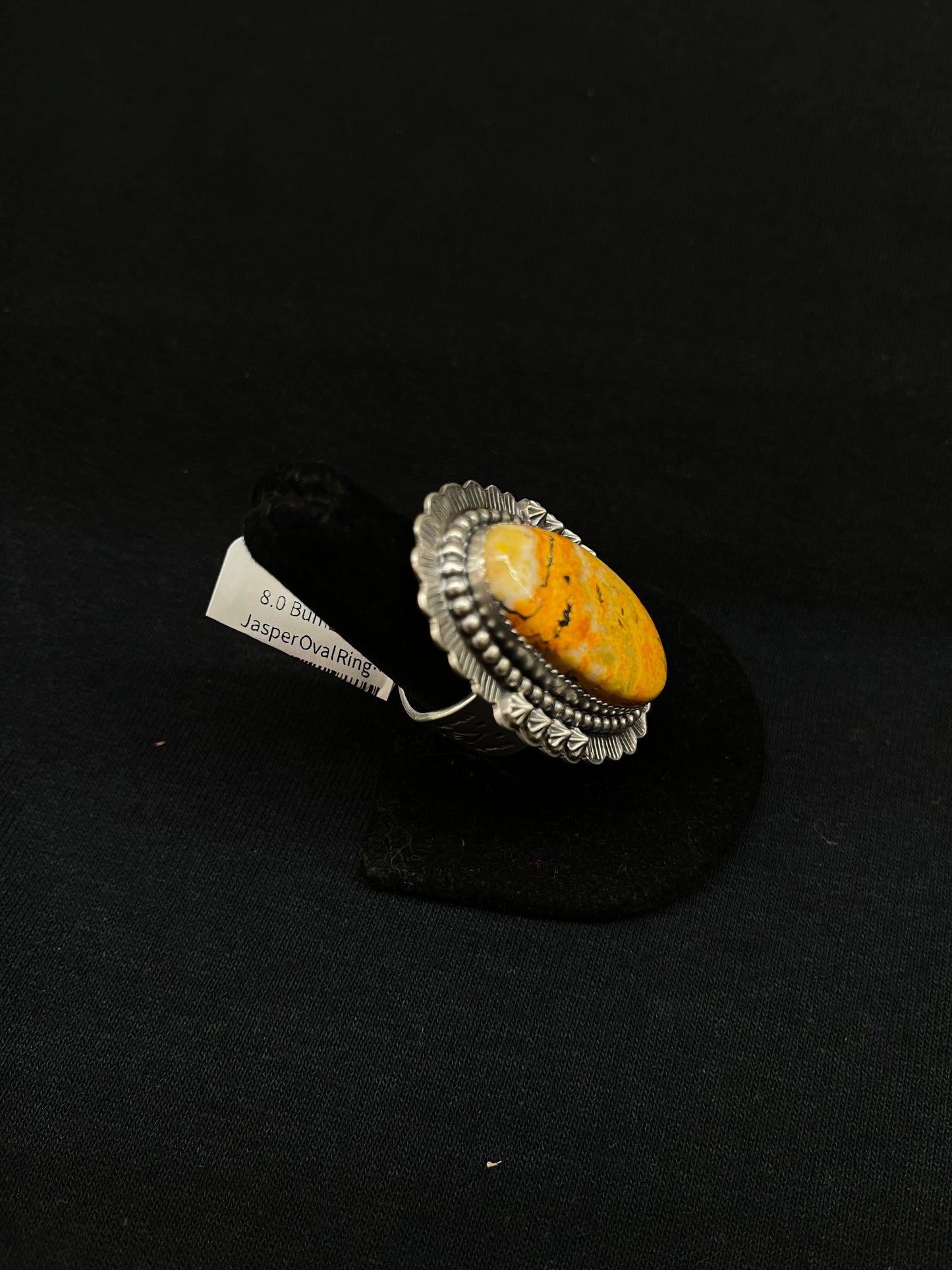 8.0 Bumblebee Jasper Oval Ring by J.Piaso, Jr. Navajo