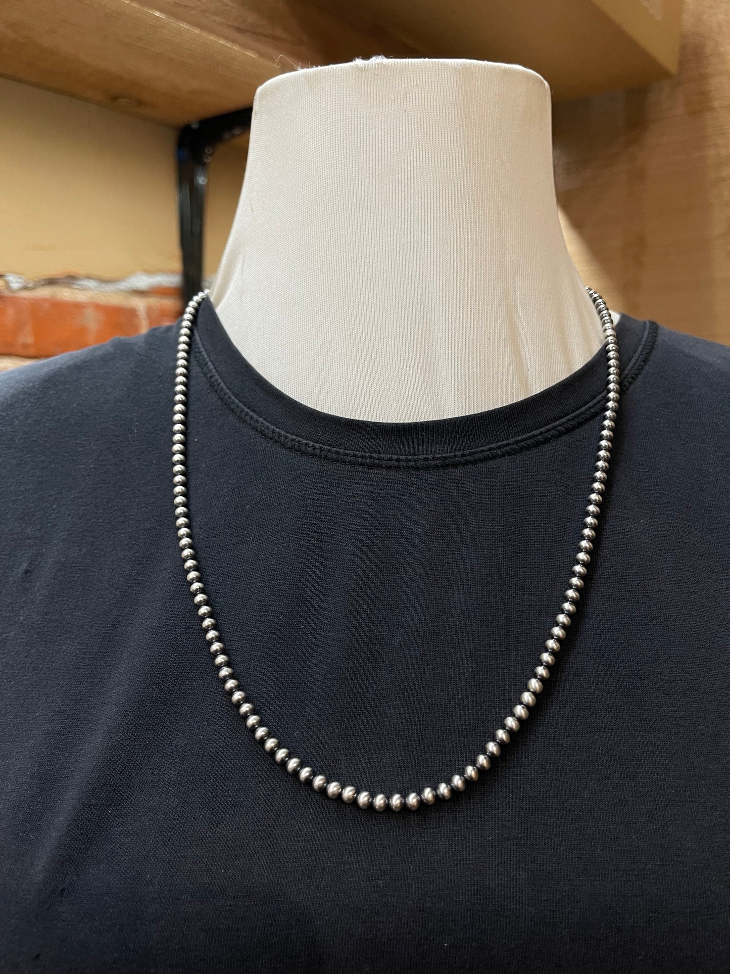 24" 4mm Navajo Pearls Necklace