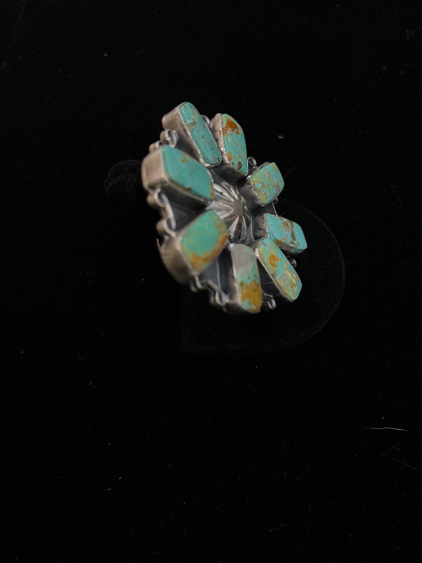 Adjustable Cripple Creek Turquoise Heavy Ring by T. Nez, Navajo