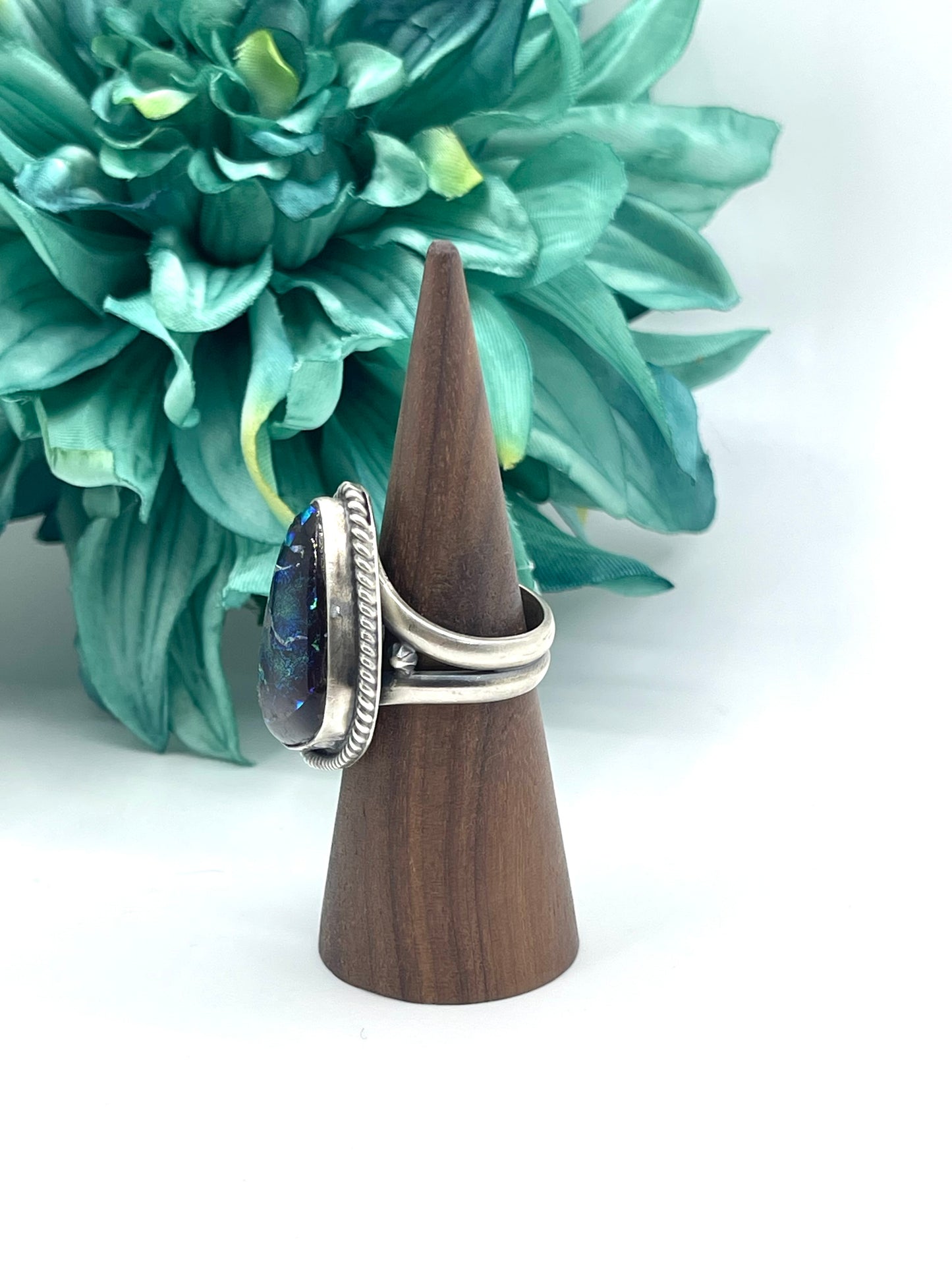 Adjusts Bigger 2 Sizes 9.0 Dichroic Glass Ring