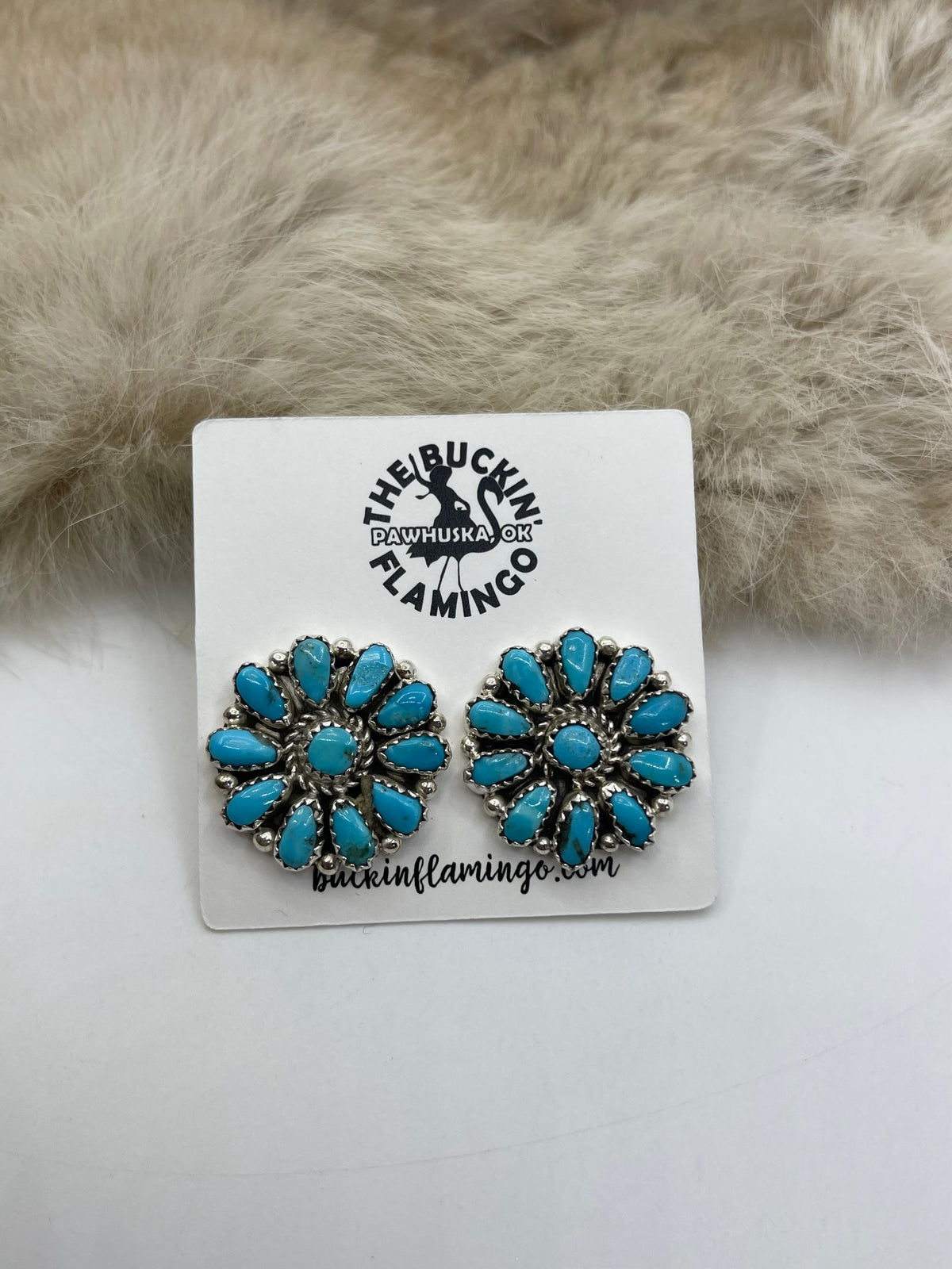 Blue Turquoise Cluster Earrings by Justina Wilson, Navajo
