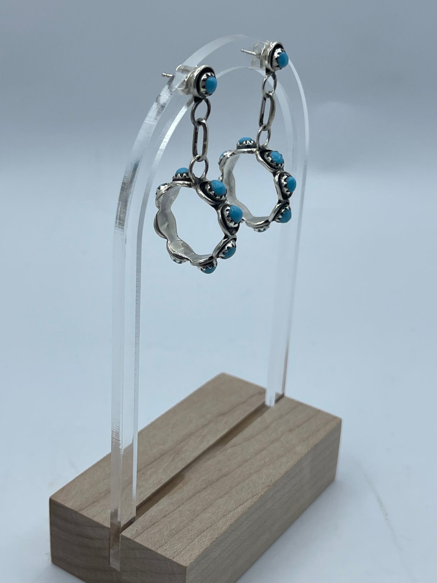 LOT 49 5/31 Turquoise Hoops by Florenda Lonasee, Zuni