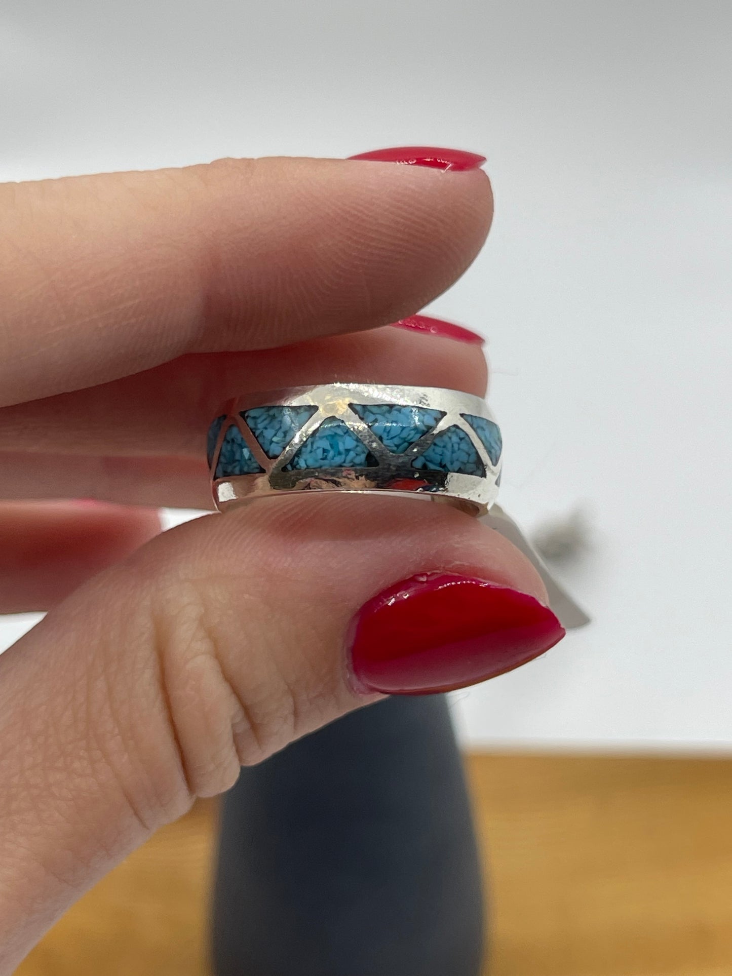 6.0 Turquoise Triangle Inlay Ring