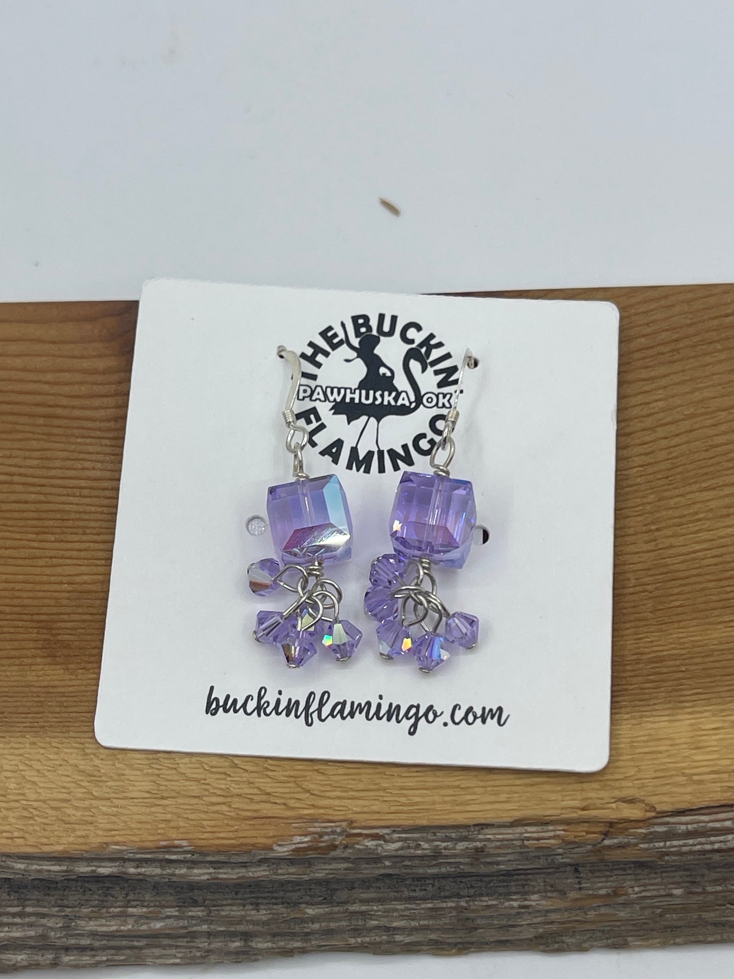 Pink and Purple Swarovski Crystal Dangle Earrings