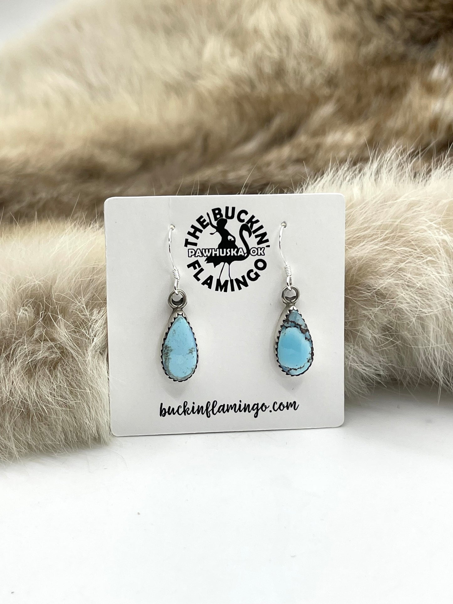 Golden Hills Turquoise Small Dangle Earrings by Theresa Smith, Navajo