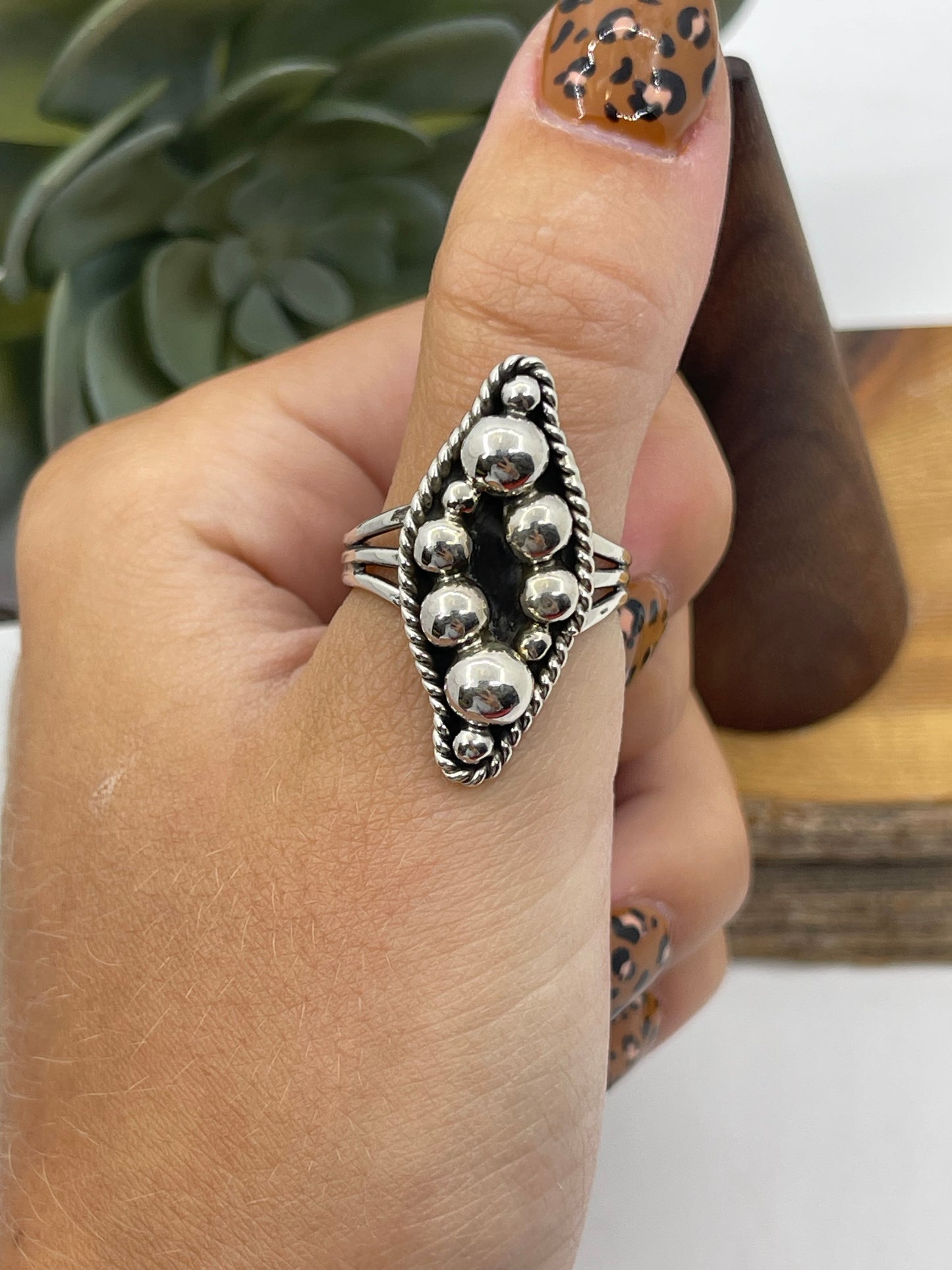 8.5 Silver Bubble Ring by Jimmy Garcia, Navajo