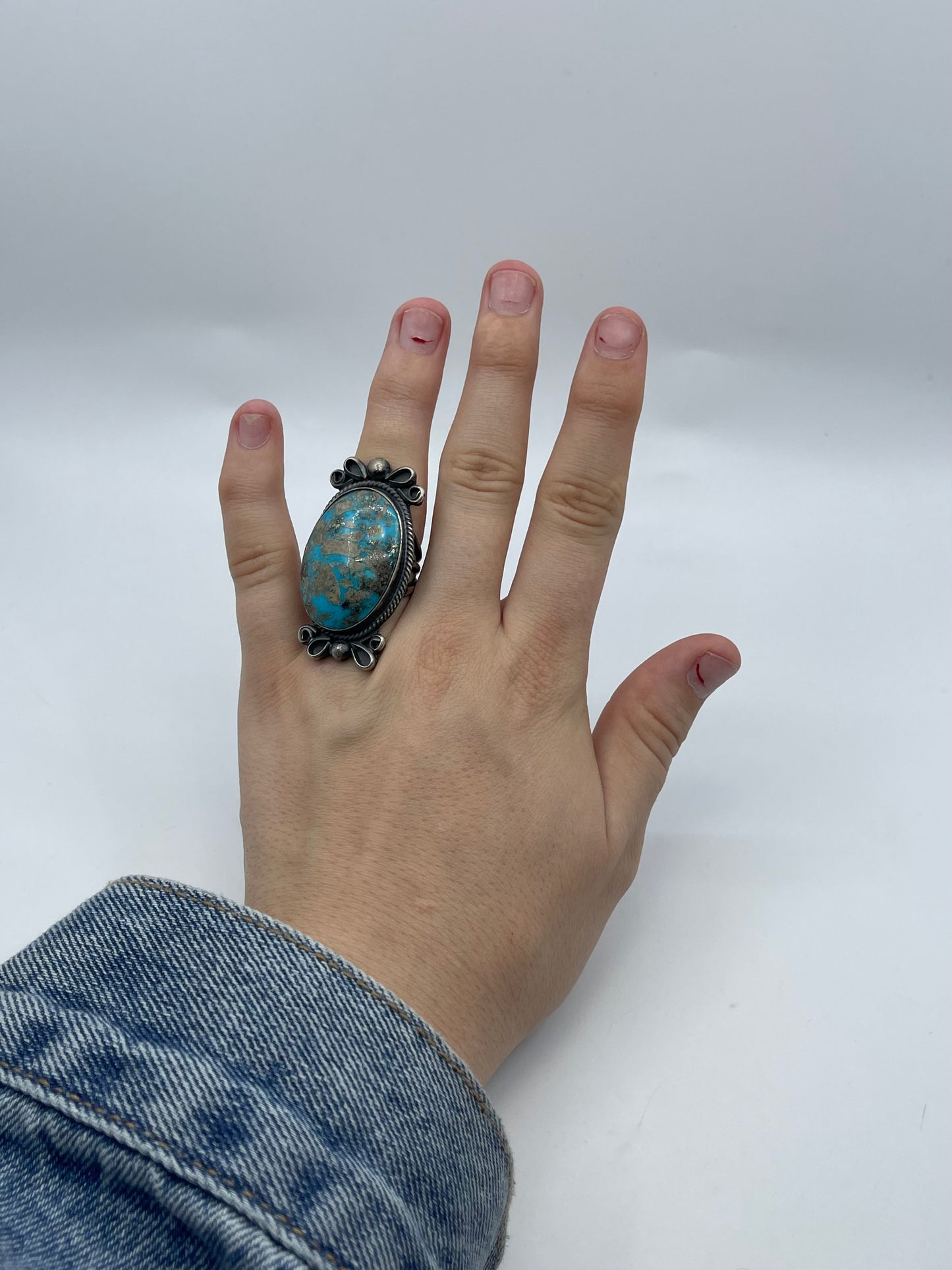 7.0 Persian Turquoise Ring By John Nelson, Navajo