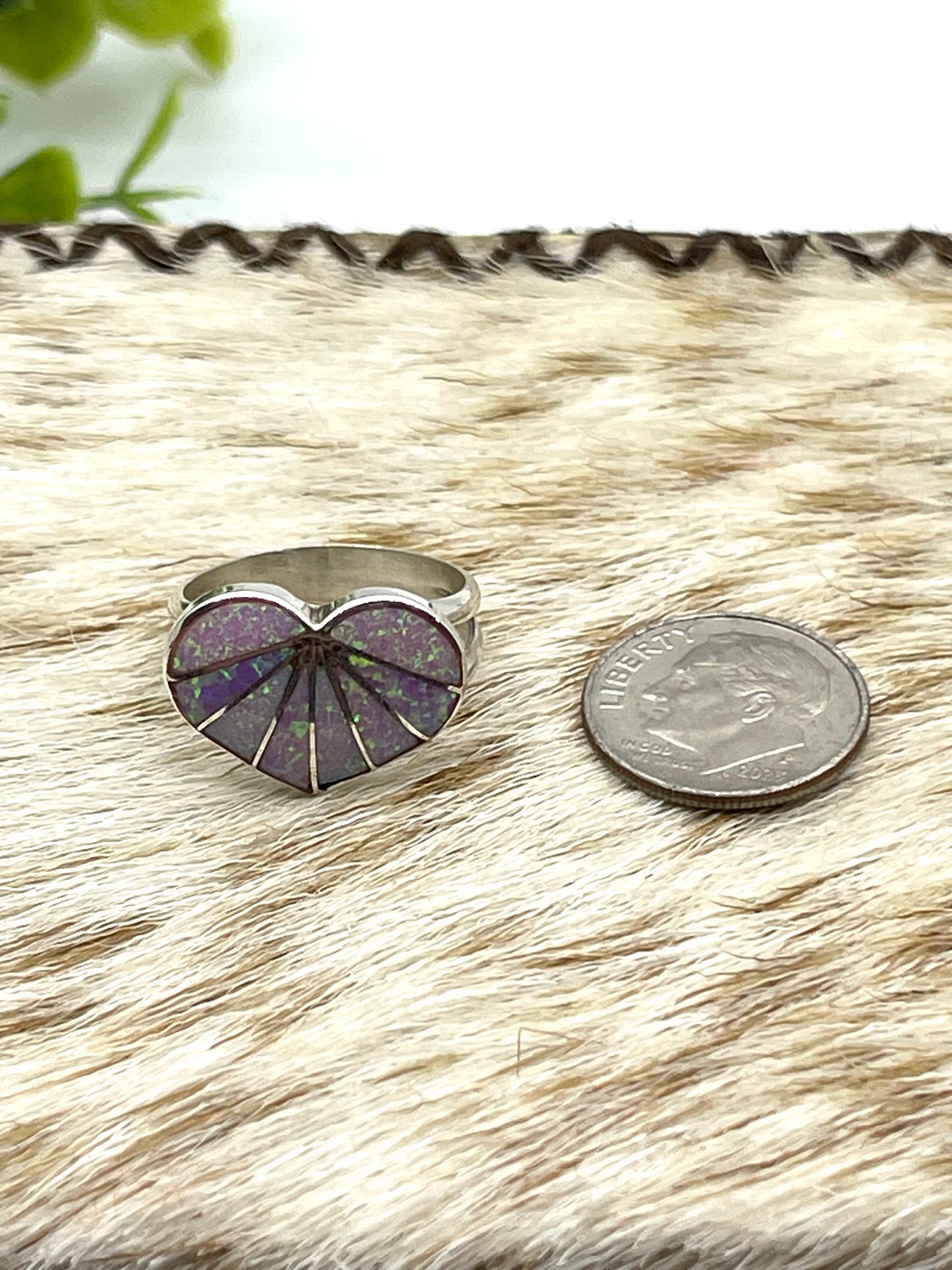 7.0 Opal Inlay Heart Ring