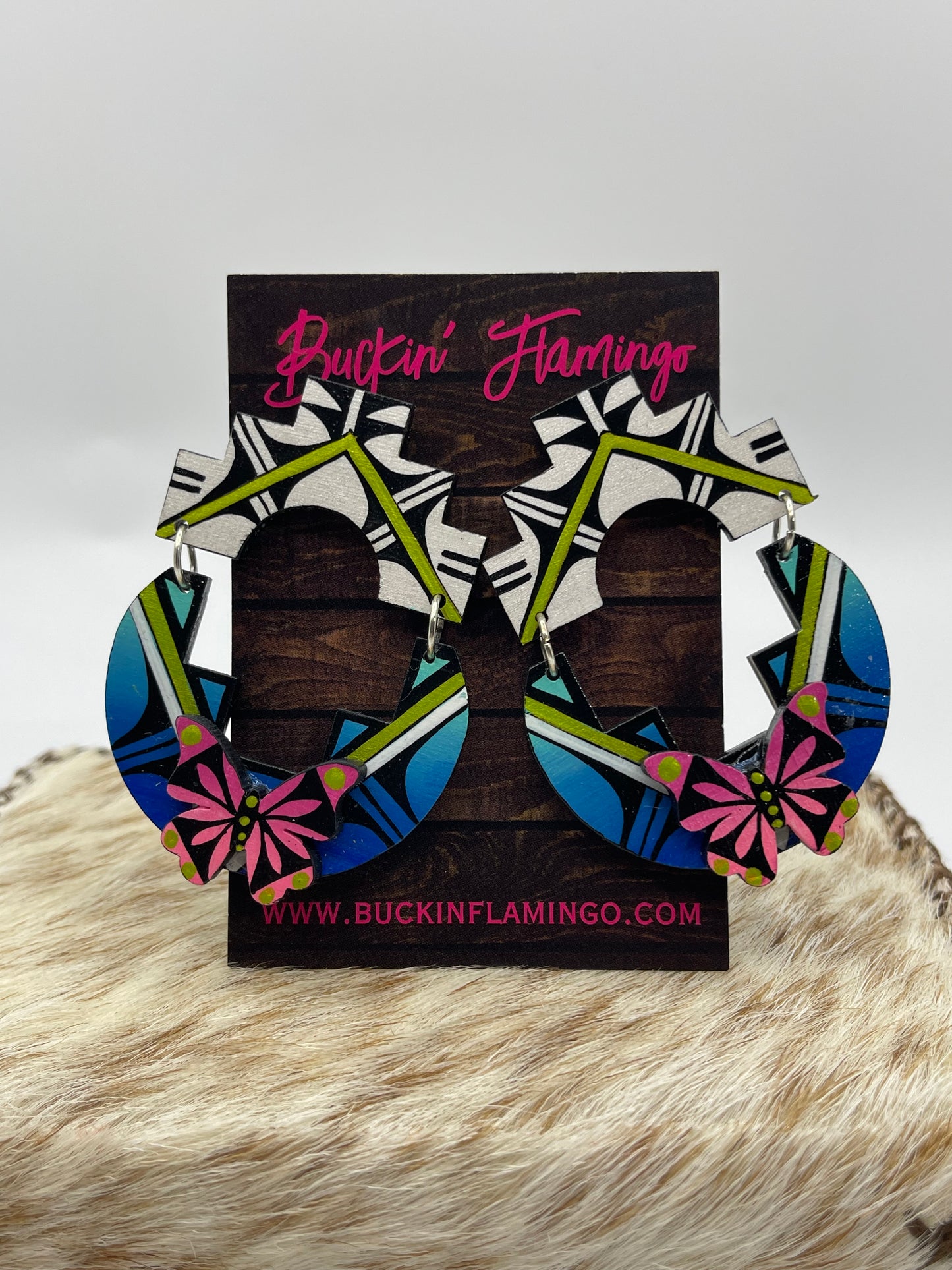 Hand Painted Wood Earrings by Micah Garcia, Santo Domingo