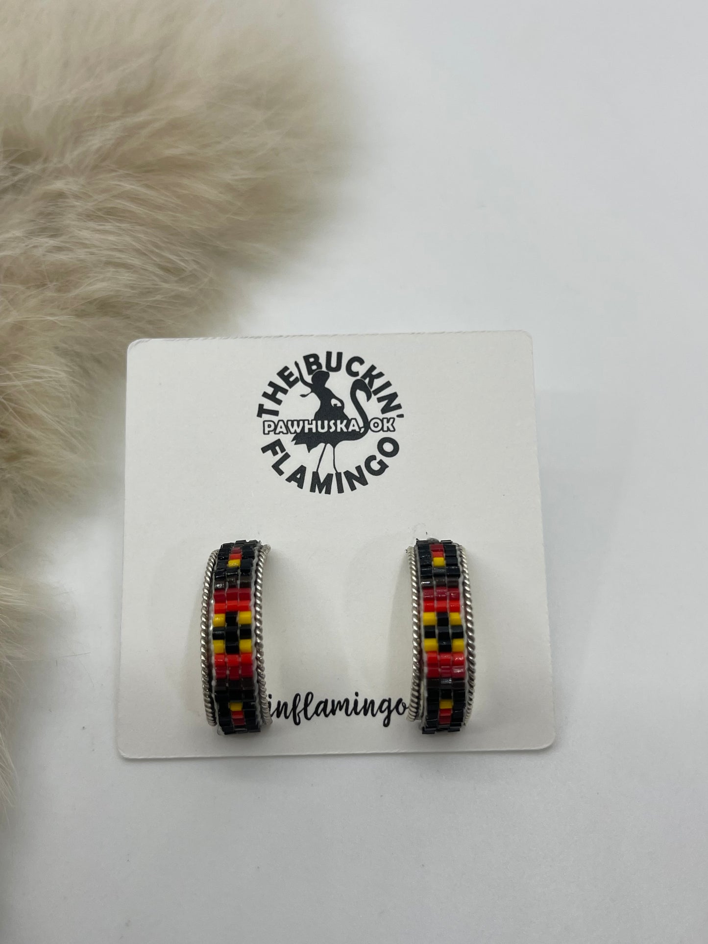 Beaded Half Hoop Earrings by Lucille Ramone, Navajo
