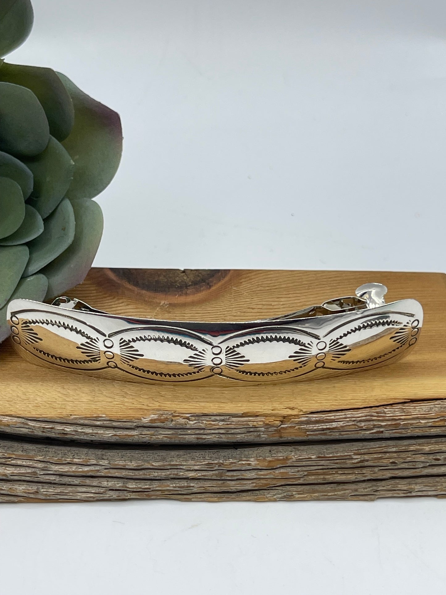 4"x1" Silver Hair Barrette by Jolene Begay, Navajo