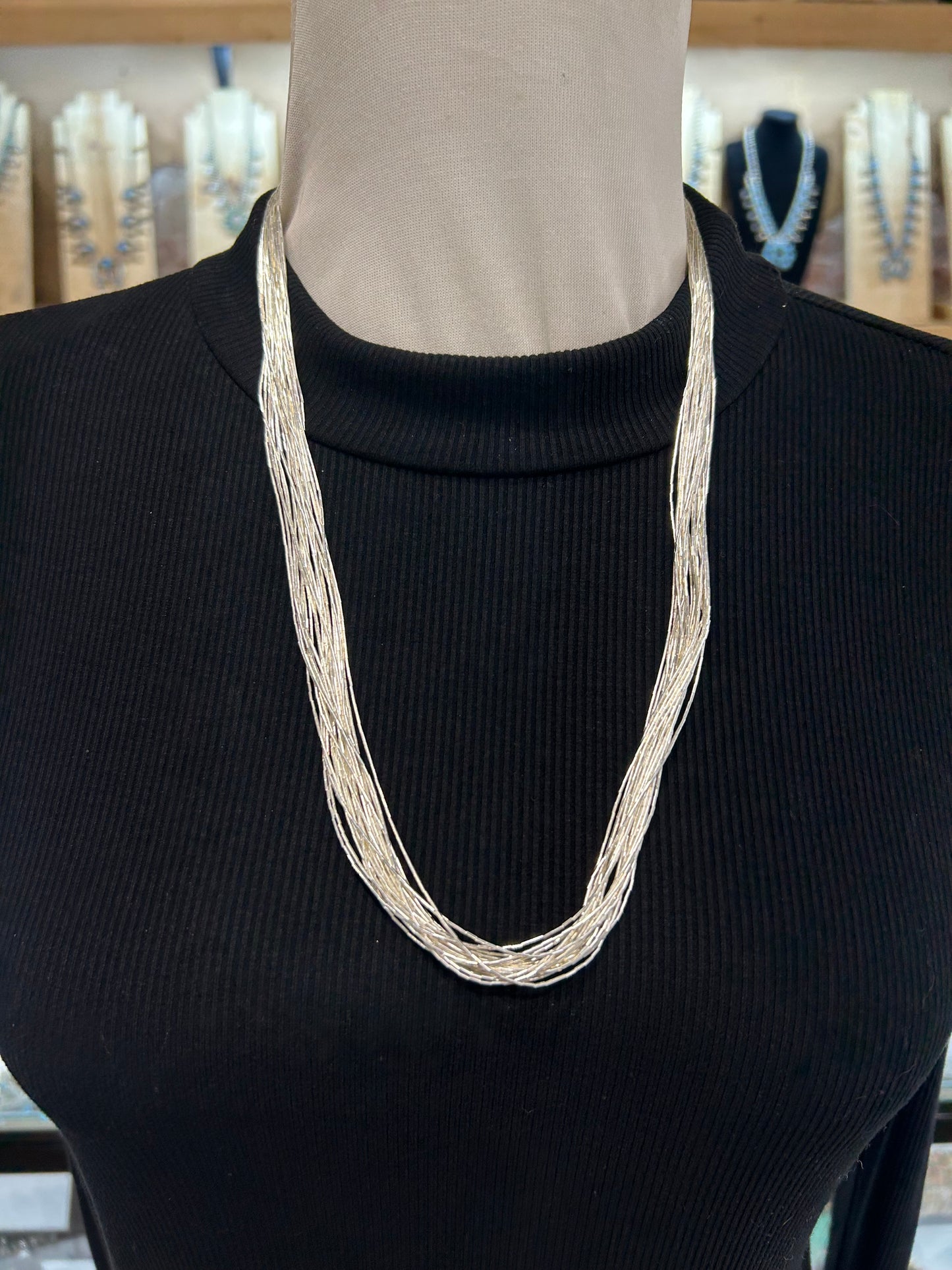24" 20 Strand Liquid Silver Necklace