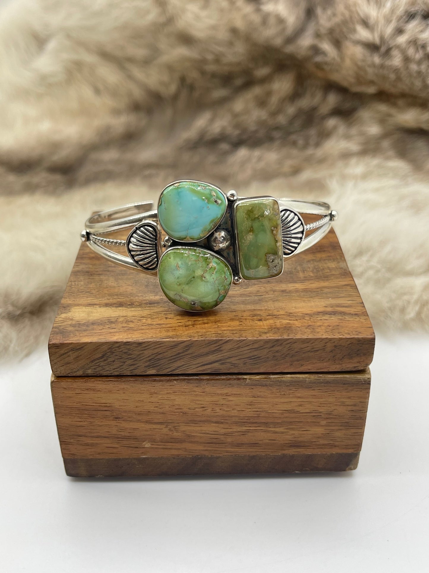6”-8” 3 Stone Sonoran Gold Turquoise Cuff
