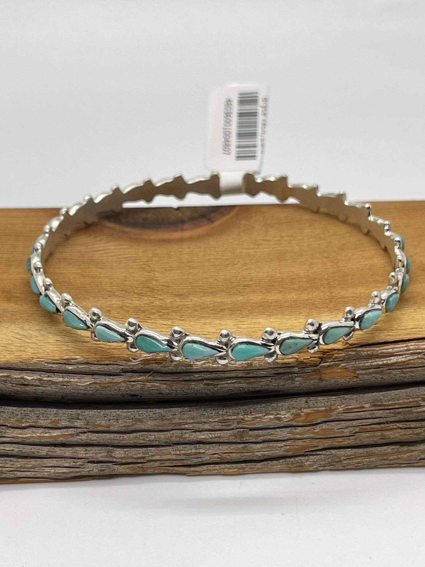 8" Turquoise Teardrop Bangle by Bryce Vacit, Zuni