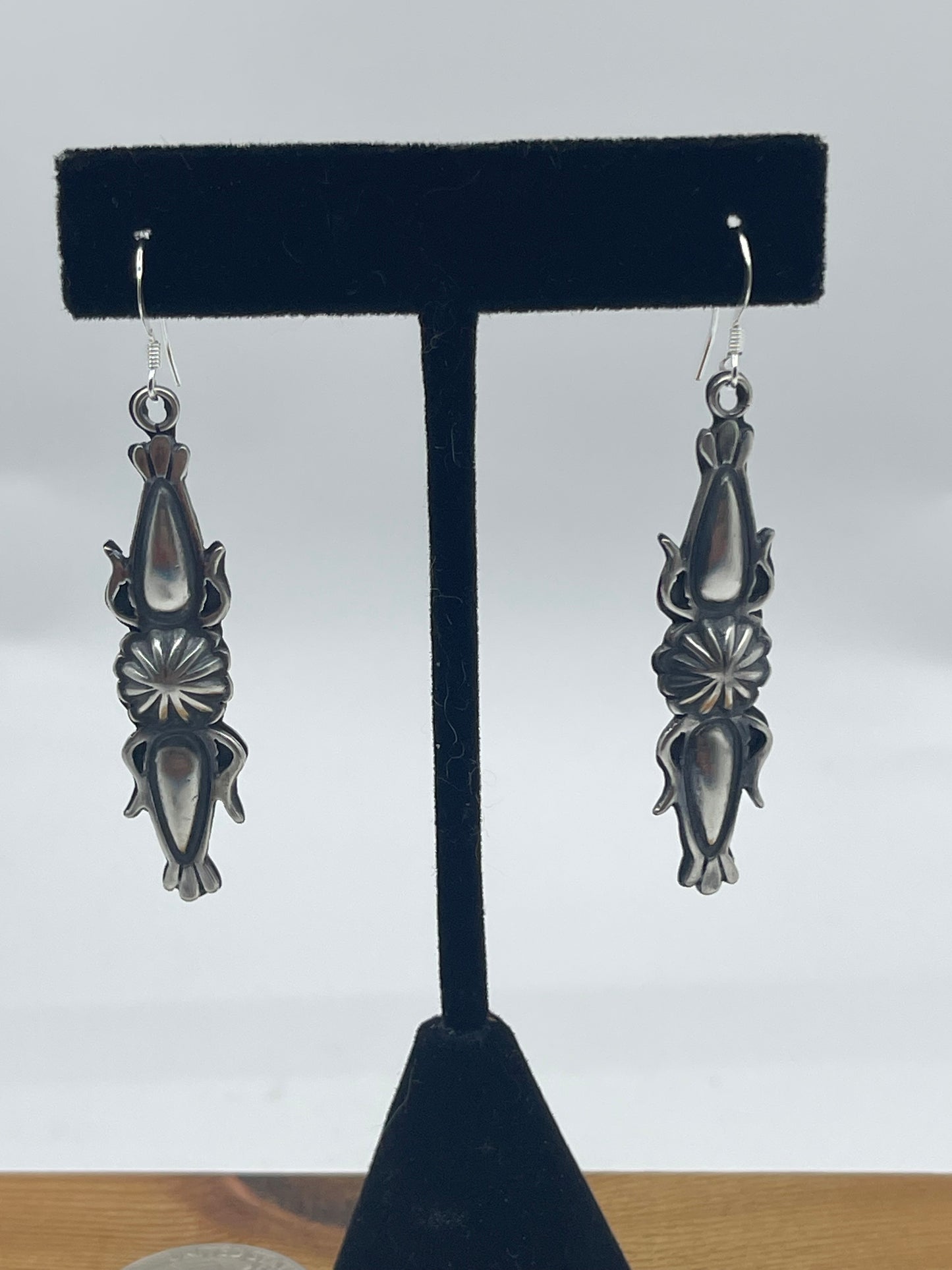 Sterling Silver 2 1/2" Dangle Earrings by Bobby Platero, Navajo