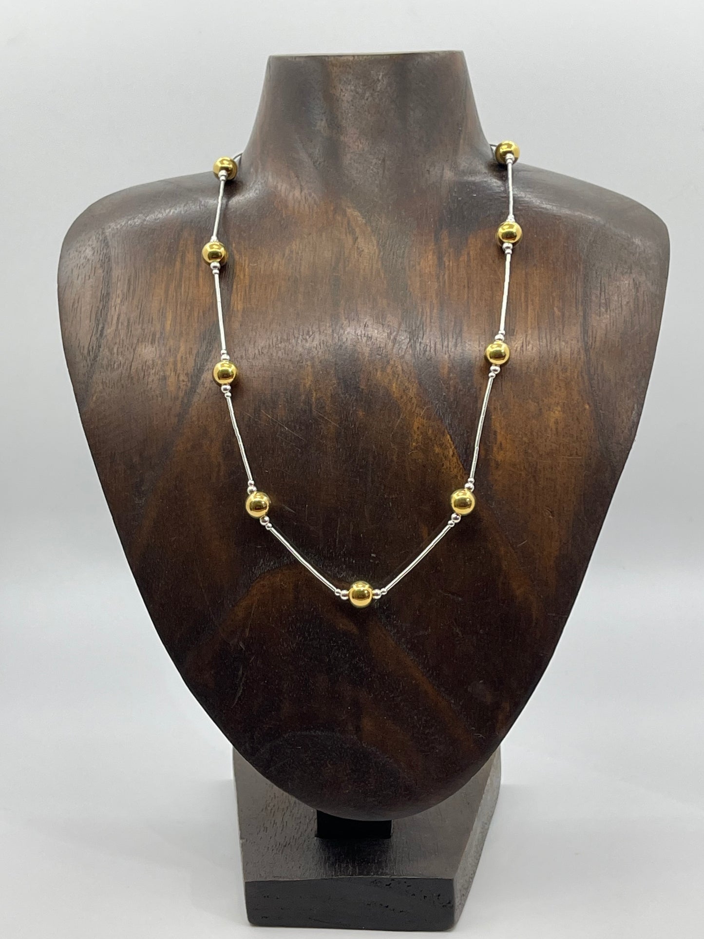 18" 7mm Liquid Silver 14K Gold Filled Bead Necklace