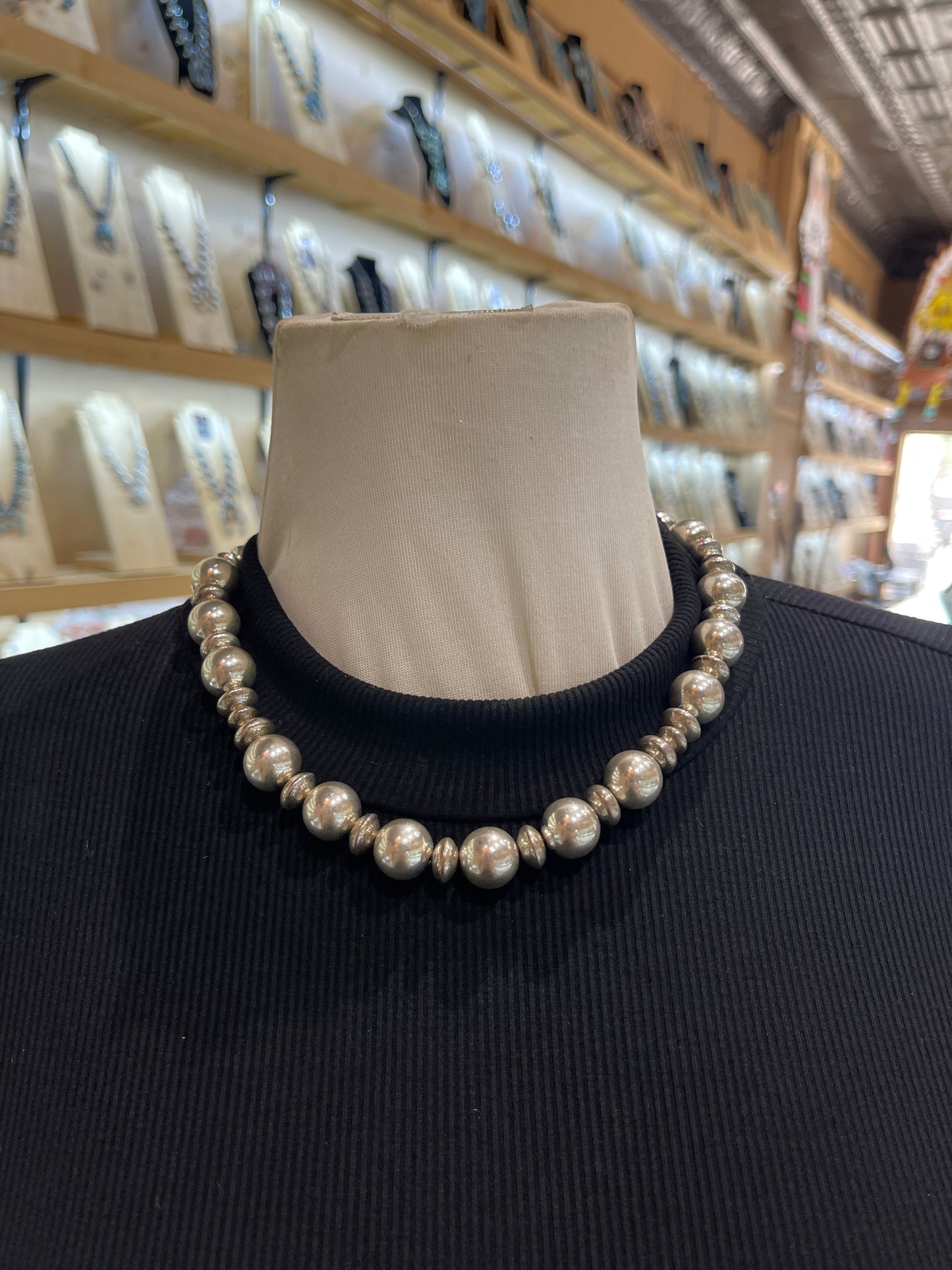 20.5” 6mm-14mm Silver Bead Necklace