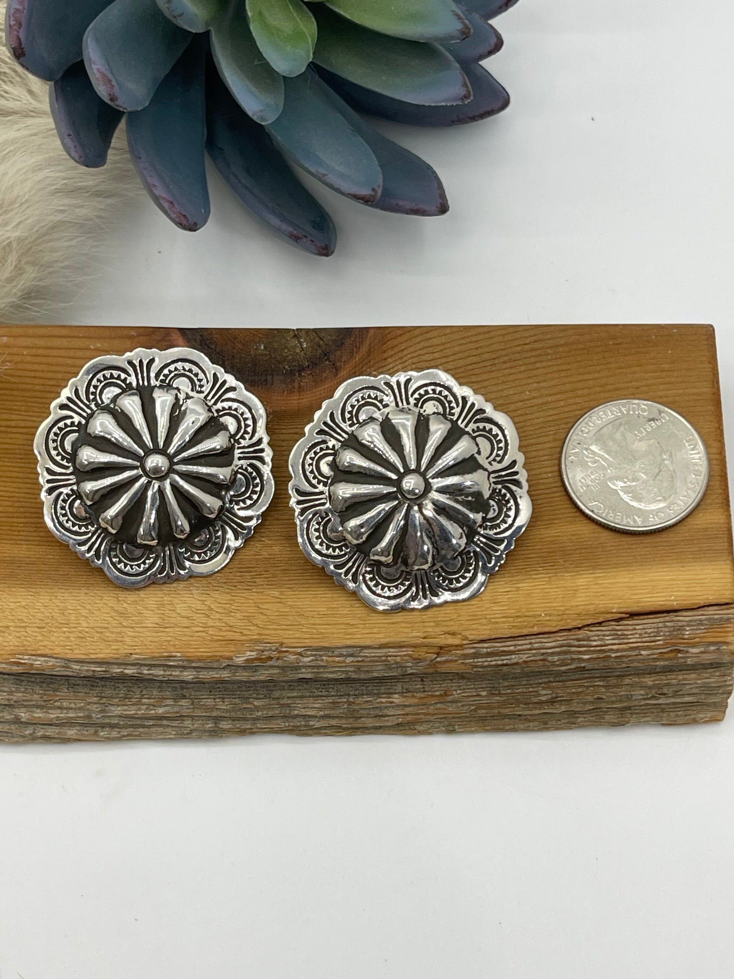 Stamped Pinwheel Concho Earrings