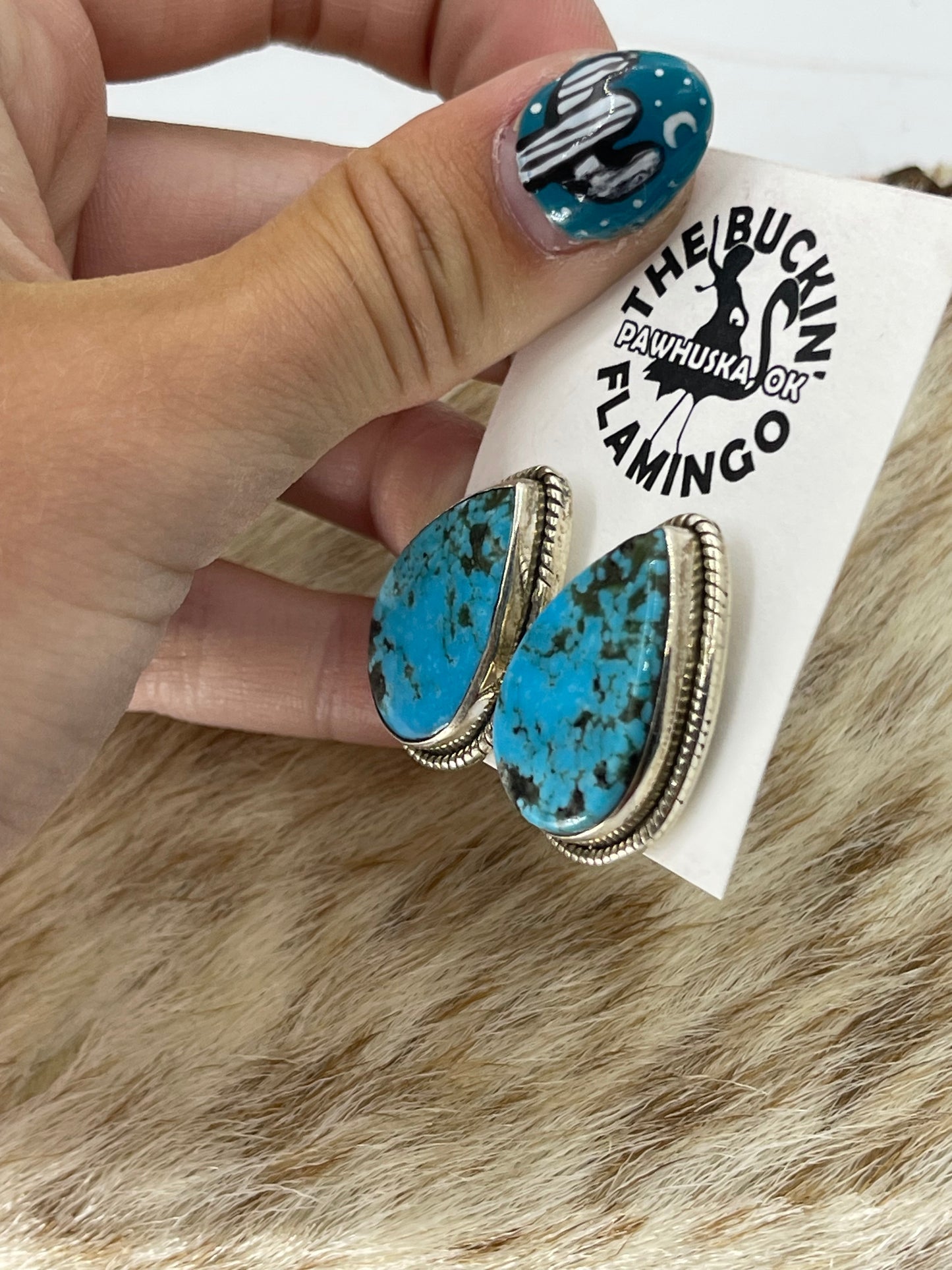 Teardrop Kingman Turquoise Post Earrings