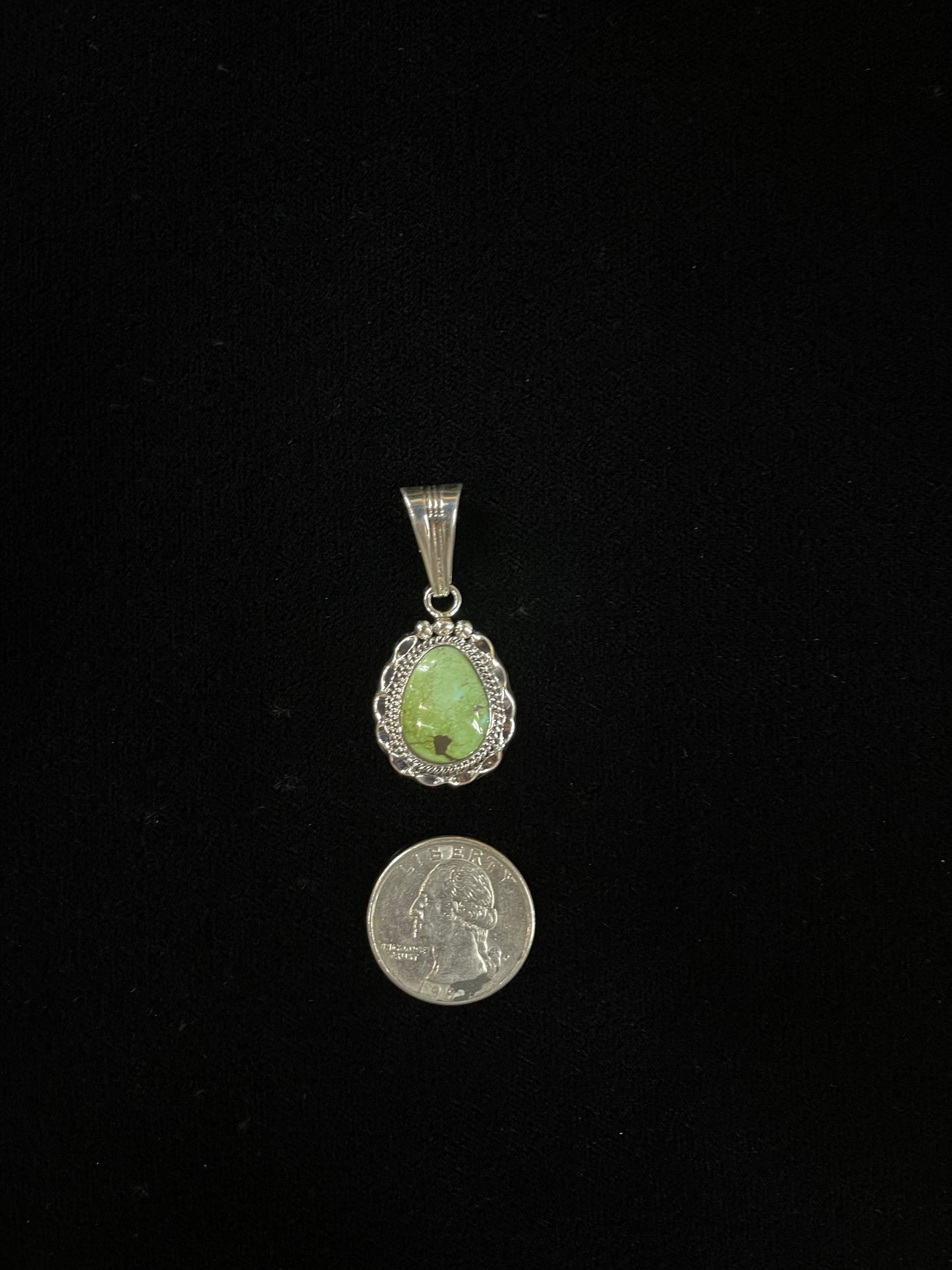 Royston Turquoise Teardrop Pendant by Samual Yellowhair, Navajo