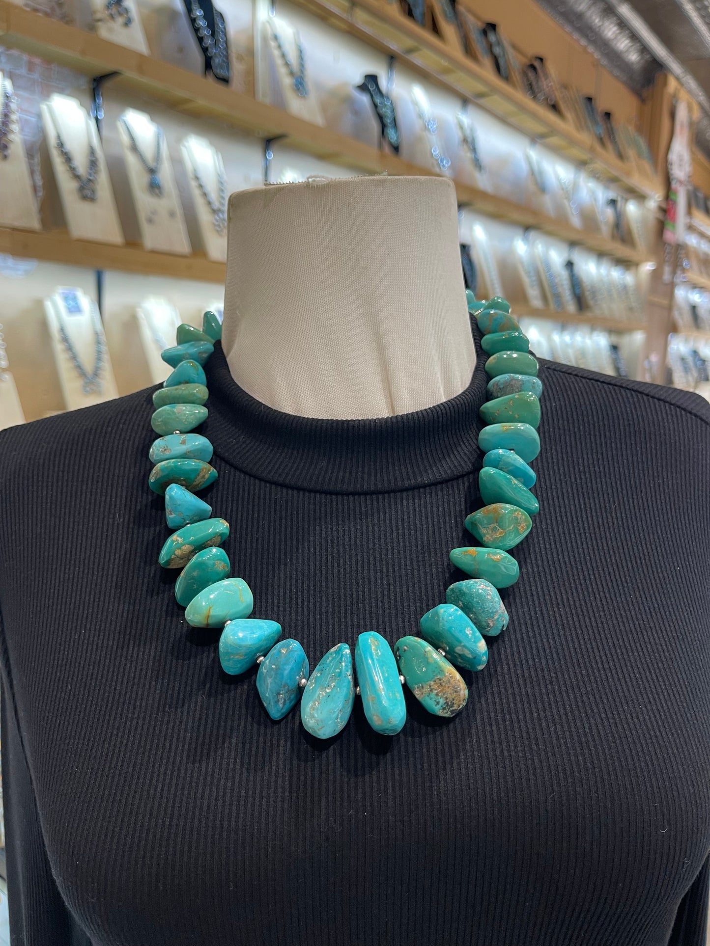 24” Royston Turquoise Chunk Necklace