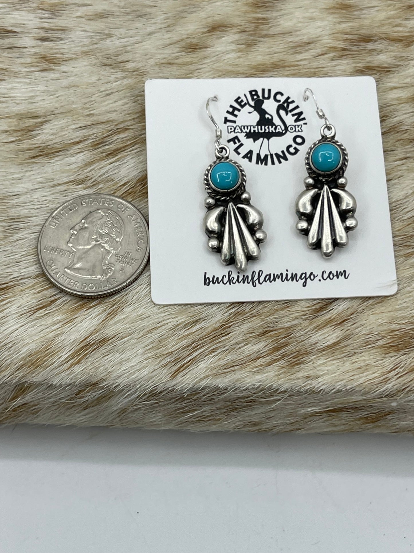 Turquoise Dangle Earrings by Verley Betone, Navajo