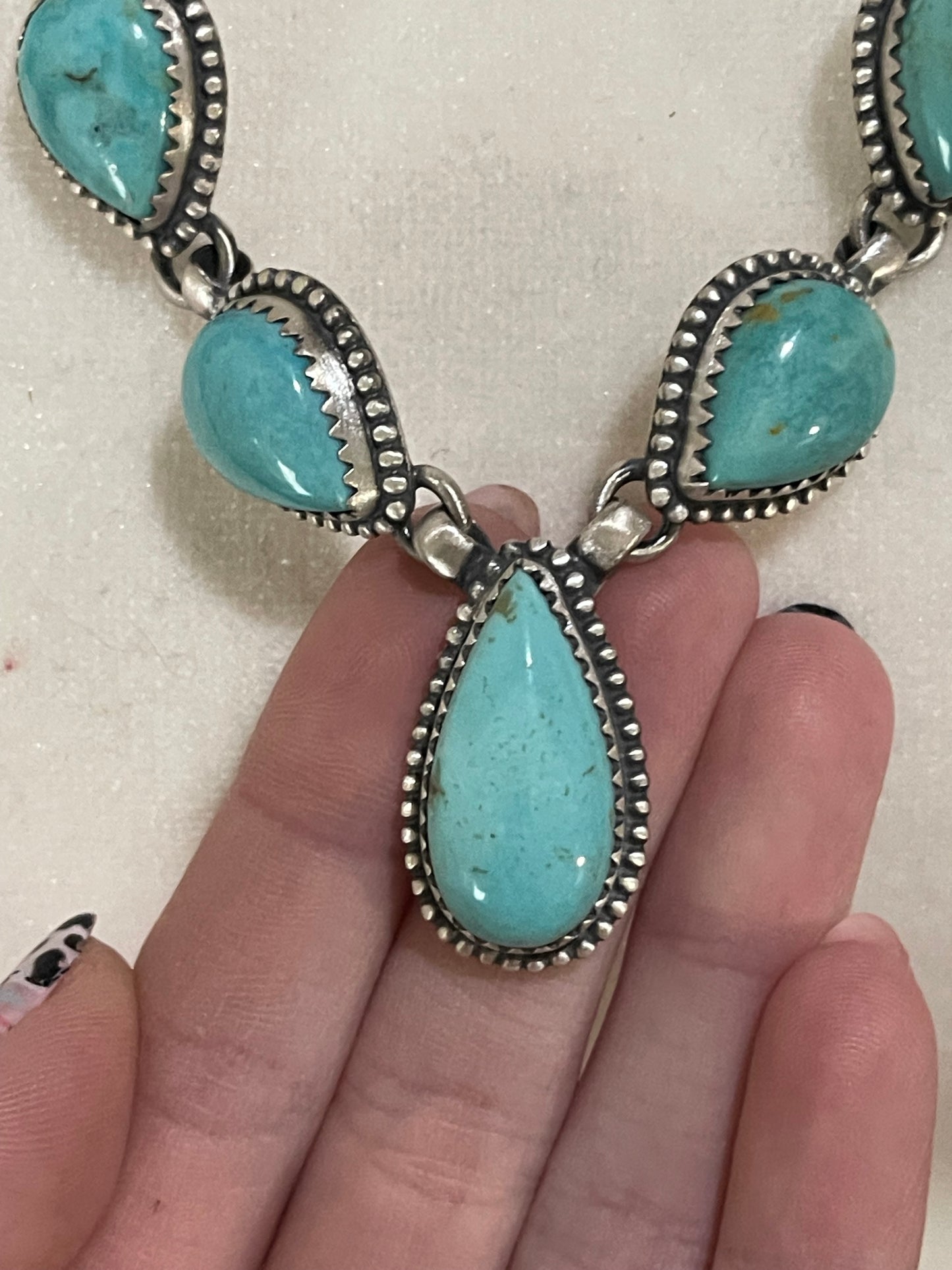 24" Turquoise Teardrop Lariat Necklace