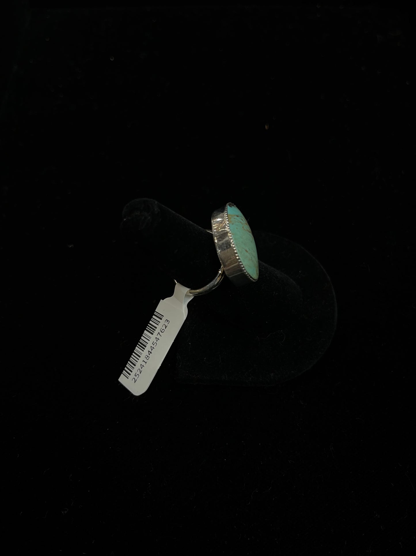 6.0 Turquoise Oval Ring by Sheena Jack, Navajo