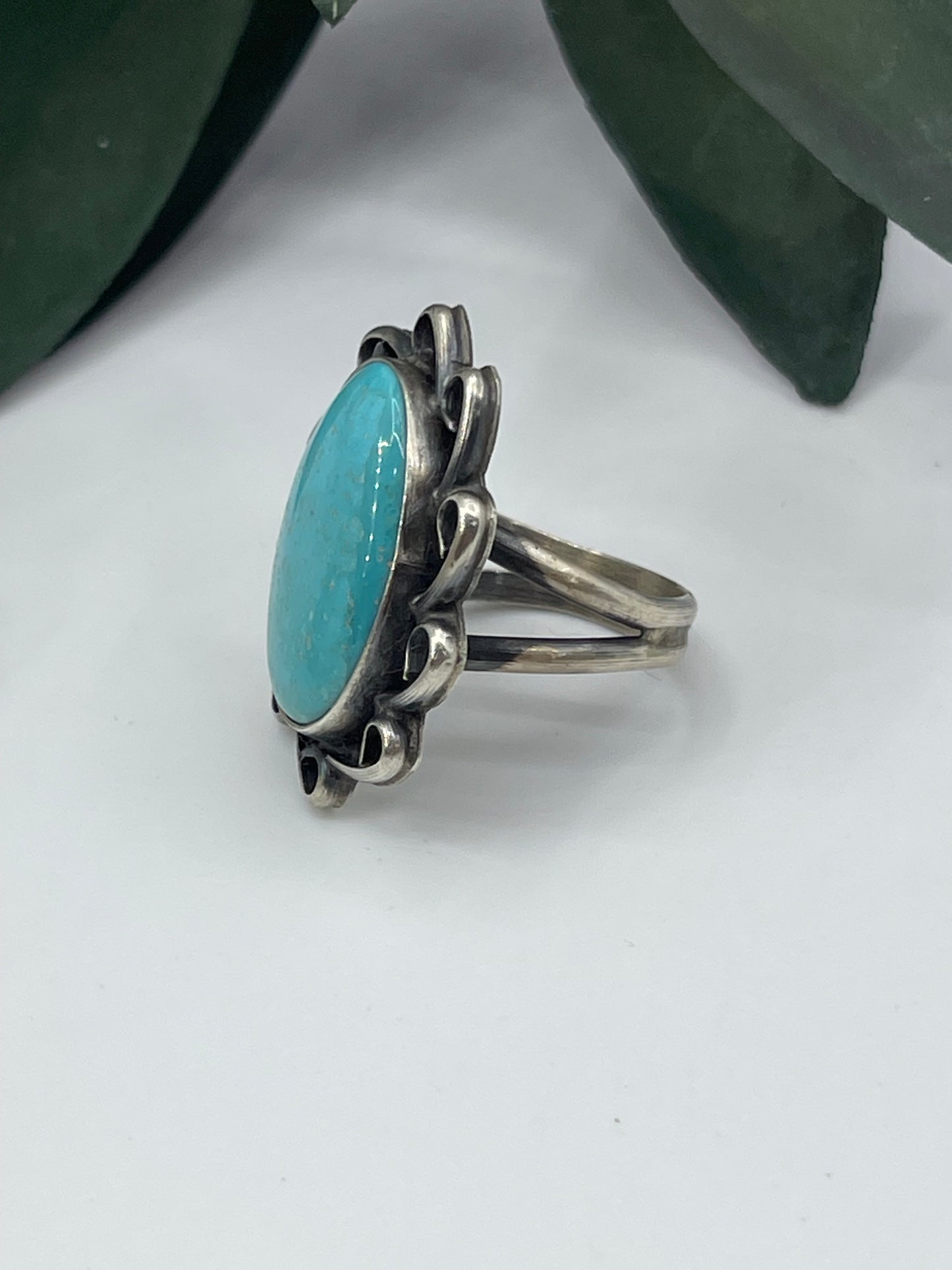 7.0 Pilot Mountain Turquoise Ring by Betta Lee, Navajo