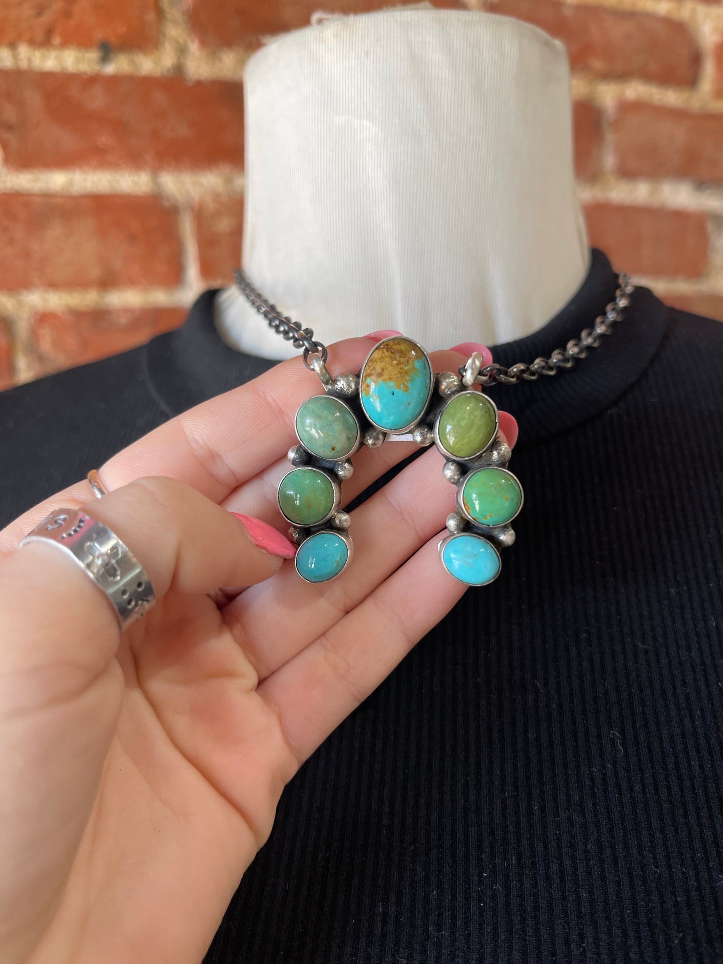 LOT 14 B 10/19 18" Turquoise Naja by Augustine Largo, Navajo