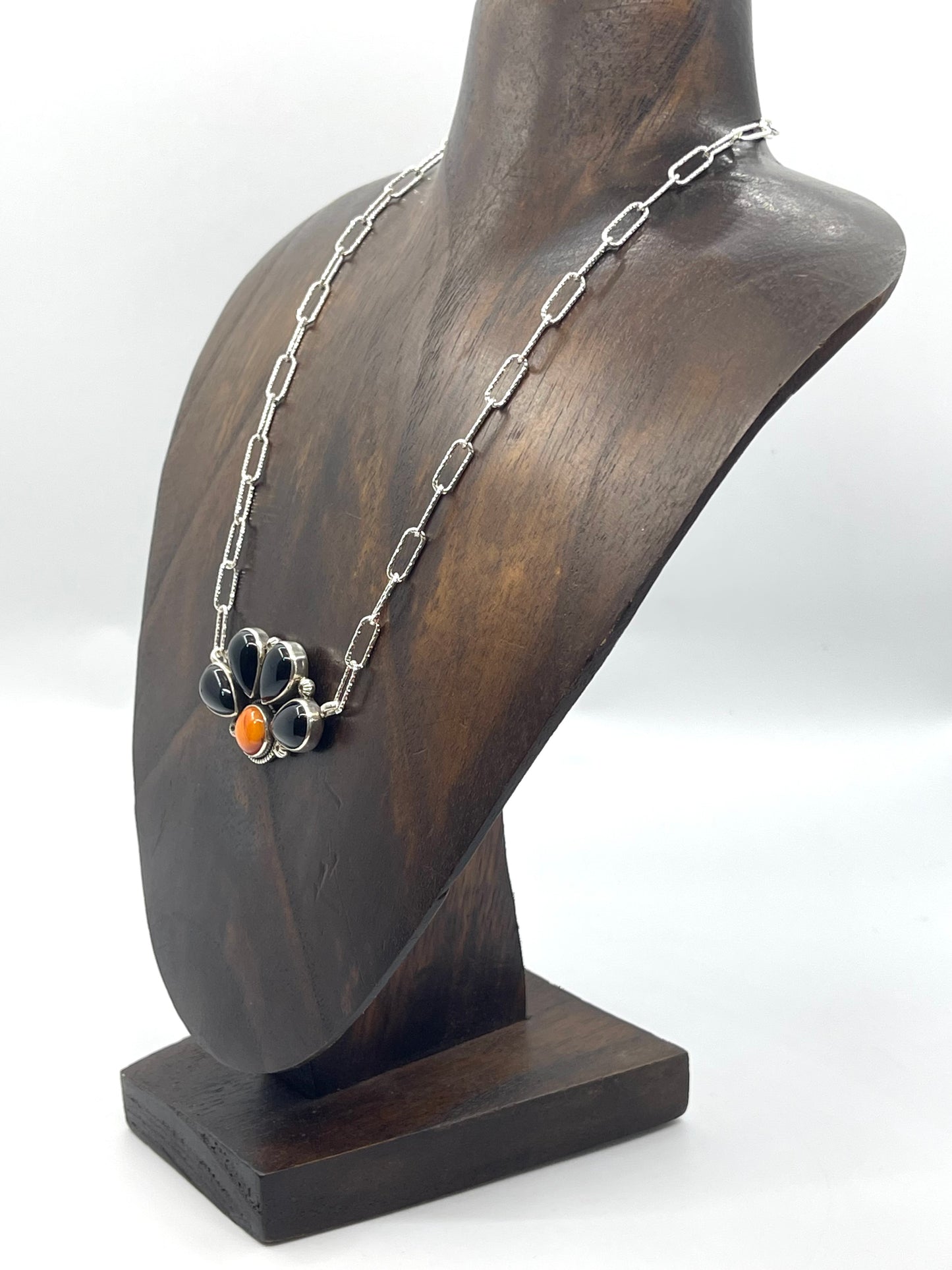 16” Half Cluster Black Onyx & Orange Spiny