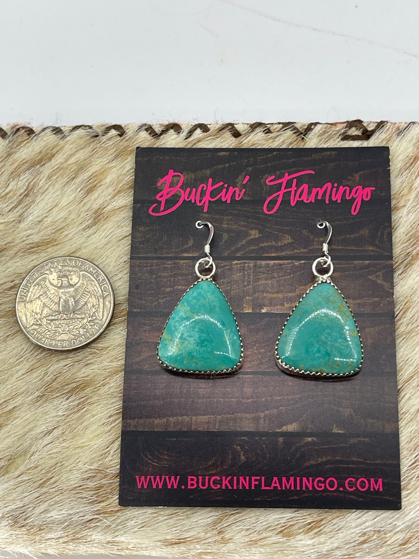 Turquoise Triangle Dangle Earrings by Hiram Largo, Navajo