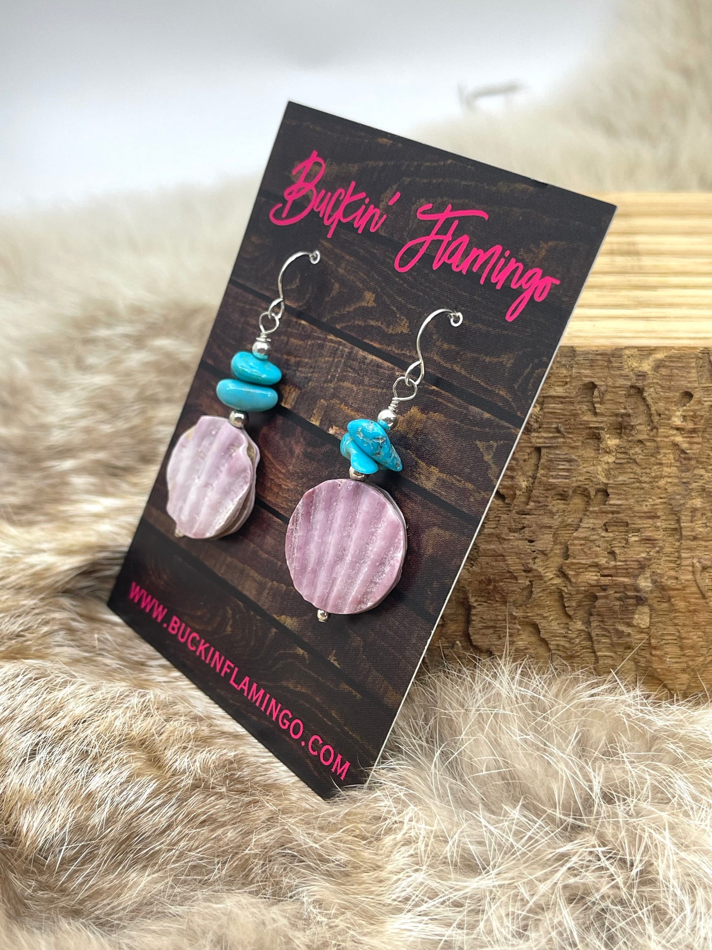 Wampum Shell with Sleeping Beauty Turquoise Earrings