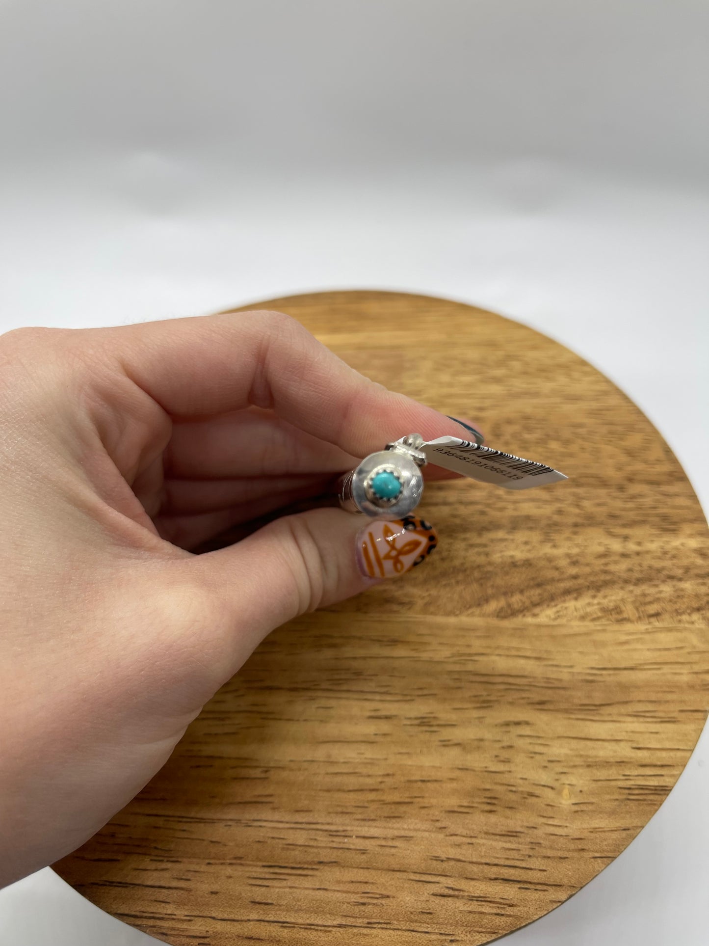 Sterling Silver Stamped Turquoise Toothpick Holder by Elouise Curtis, Navajo
